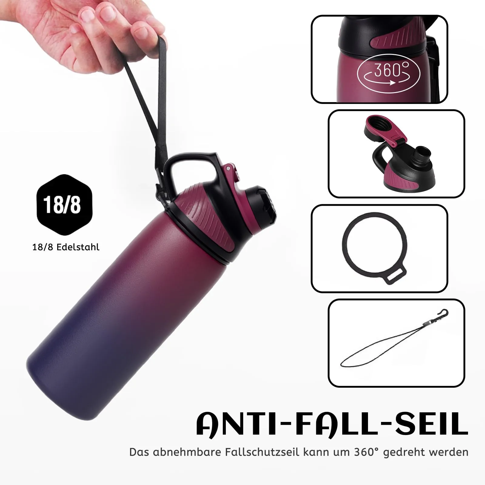 Fjbottle Borraccia Termica in Acciaio Inox con Tappo Magnetico, 600ml - immagine 3