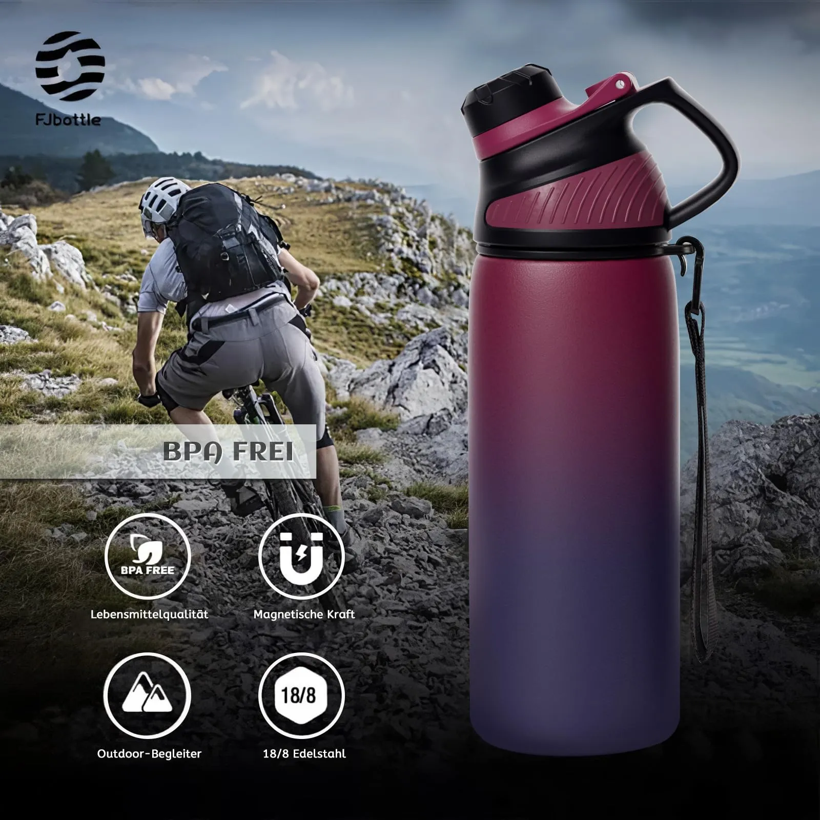 Fjbottle Borraccia Termica in Acciaio Inox con Tappo Magnetico, 600ml - immagine 5
