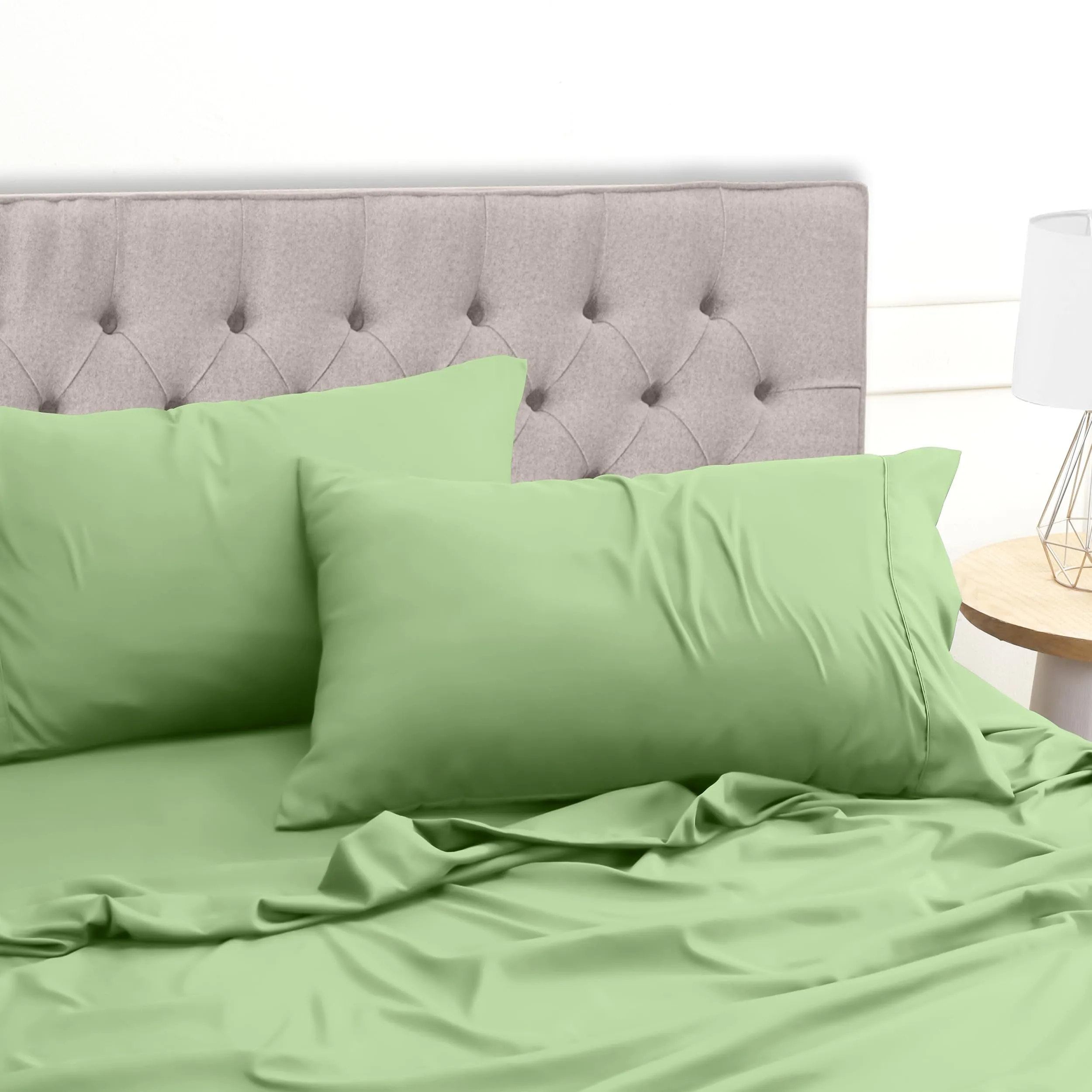 Utopia Bedding Set Lenzuola Letto 4 Pezzi, 150x200cm, Verde Salvia - immagine 6