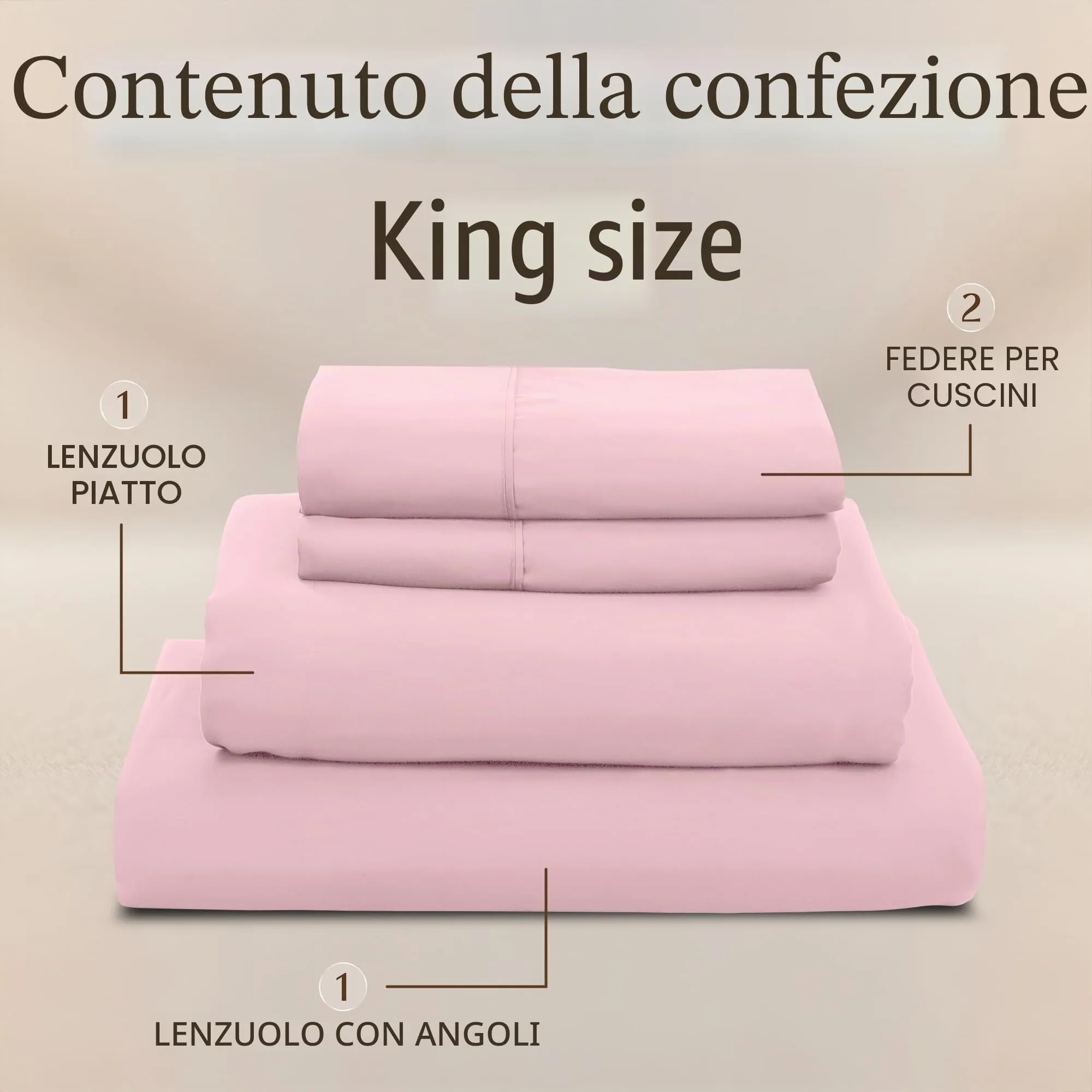 Utopia Bedding Set di lenzuola in microfibra, 4 pezzi, King Size, Rosa - immagine 3