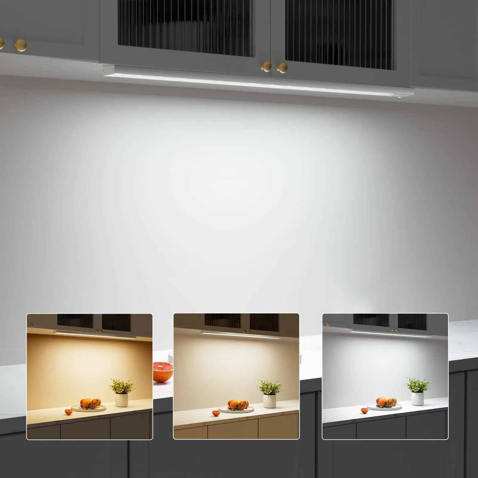OUILA Luce Armadio LED con Sensore, 60cm x 2 Pezzi, 3 Temperature di Colore, Ricaricabile USB, GLS-C007 - immagine 1