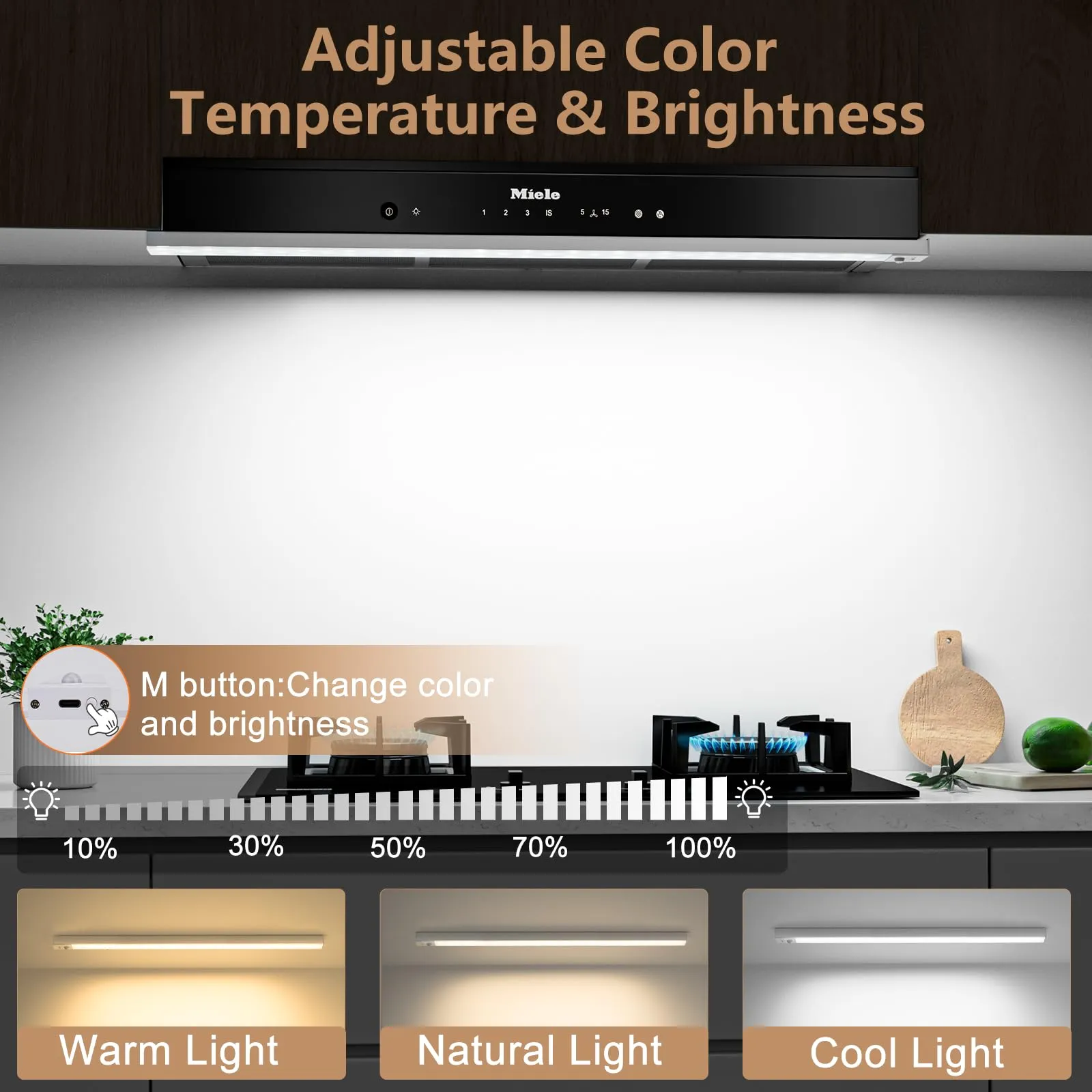 OUILA Luce Armadio LED con Sensore, 60cm x 2 Pezzi, 3 Temperature di Colore, Ricaricabile USB, GLS-C007 - immagine 2