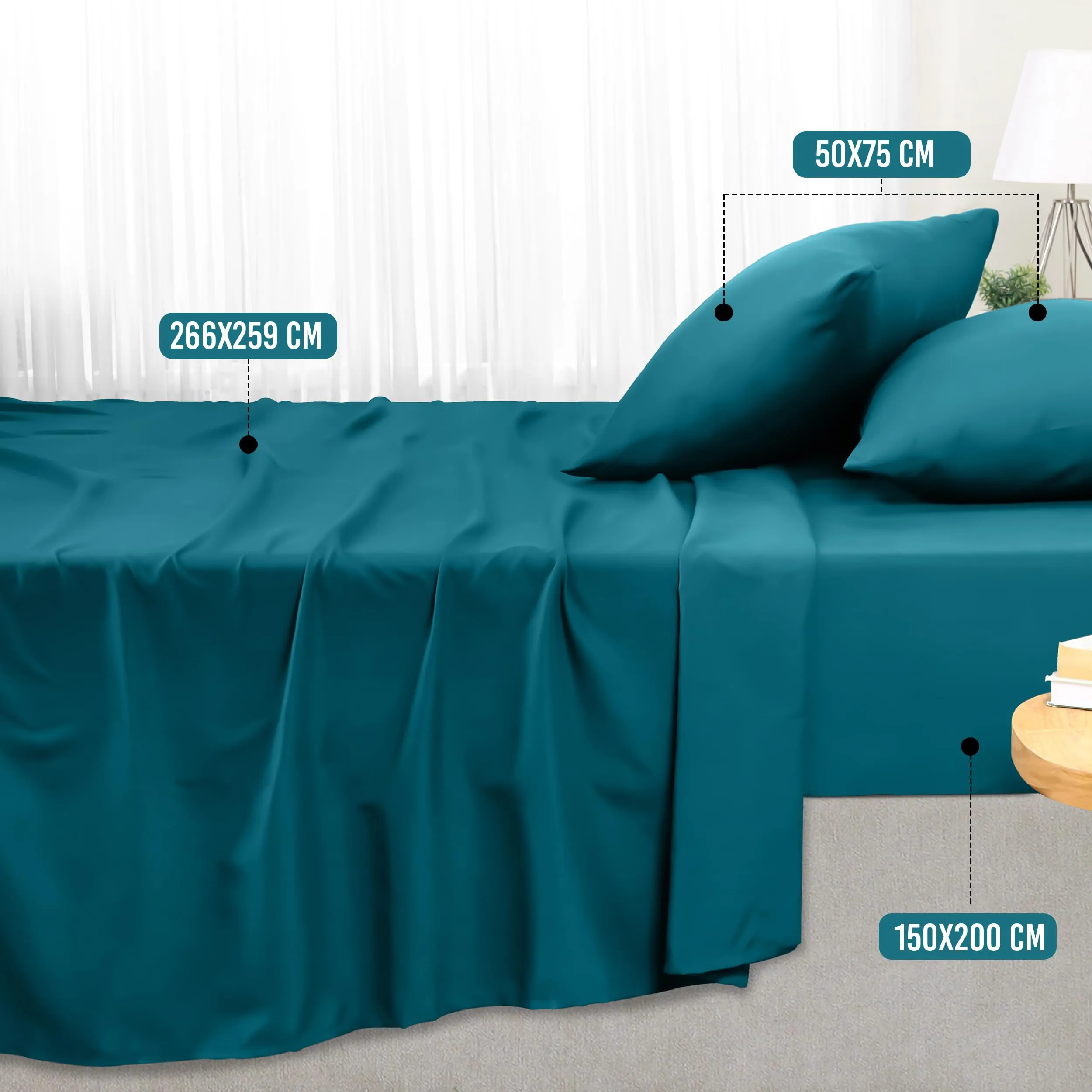 Utopia Bedding Set Lenzuola Letto 4 Pezzi, 150x200cm, Blu Denim - immagine 2