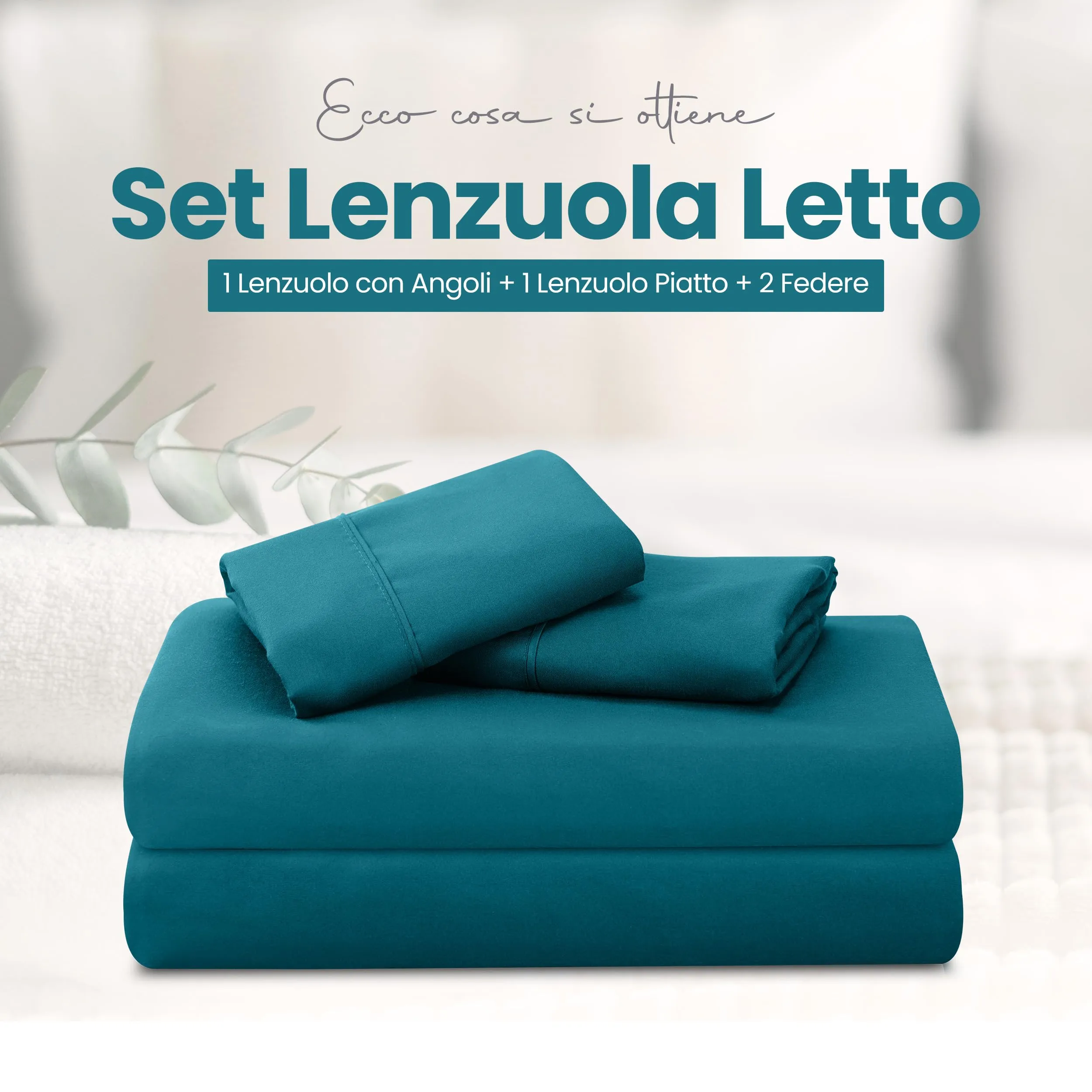 Utopia Bedding Set Lenzuola Letto 4 Pezzi, 150x200cm, Blu Denim - immagine 3