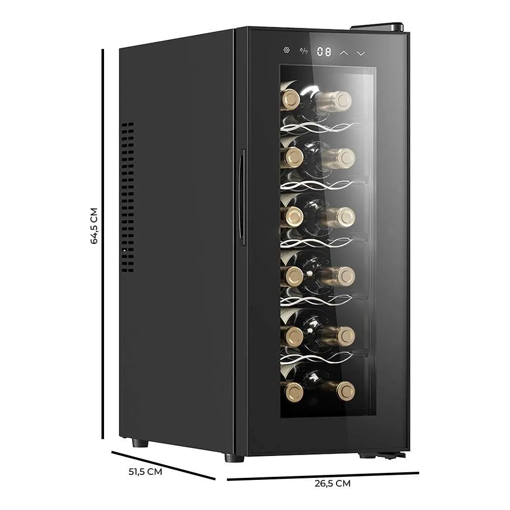 Cecotec Bolero GrandSommelier 1250 CoolCrystal Cantinetta Vino, 12 Bottiglie, Raffreddamento Termoelettrico, LED - immagine 2