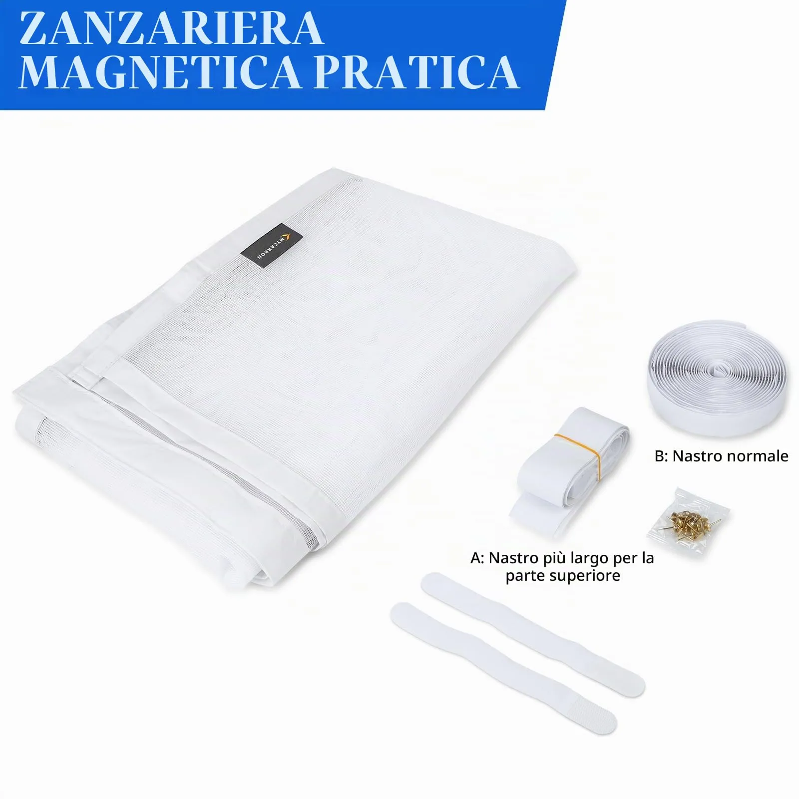 MYCARBON Zanzariera Magnetica Porta Finestra con Lacci, 80x200cm, Bianco - immagine 6