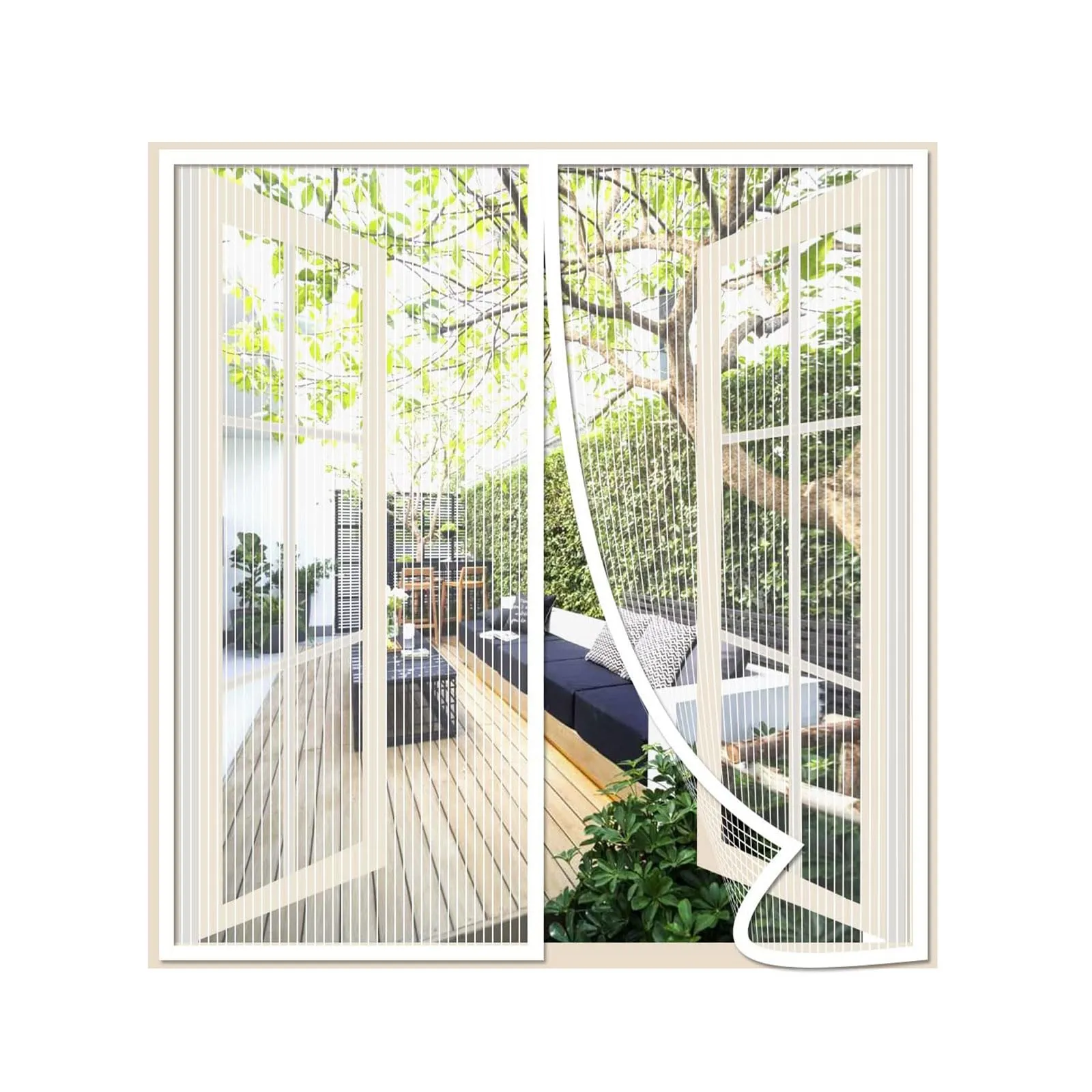Risareyi Zanzariera Magnetica Porta Finestra 105x145cm, Bianco, Rete Fine - immagine 1