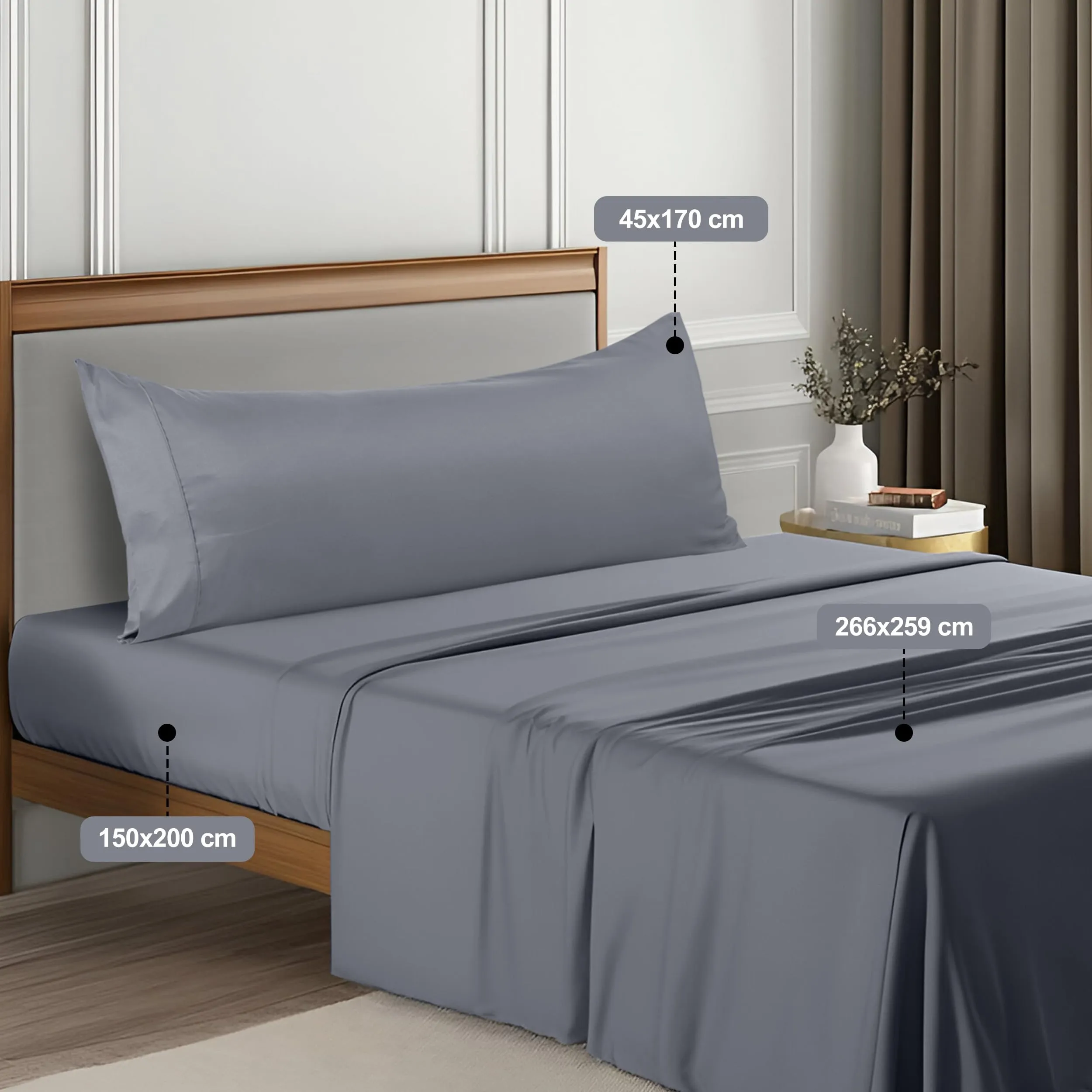 Utopia Bedding Set Lenzuola Letto, 150x200 cm, Grigio - immagine 2