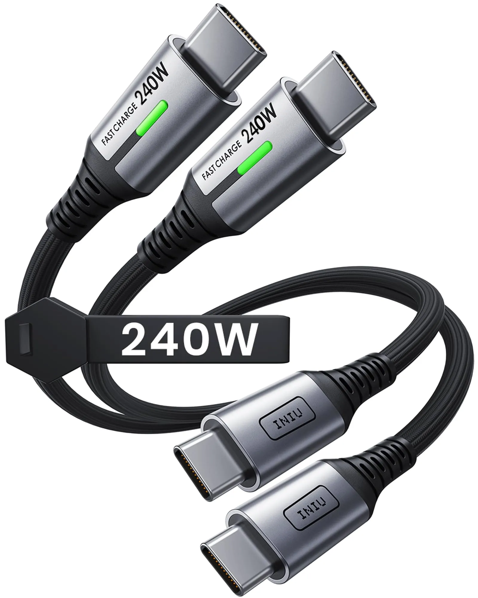 INIU 240W USB C to USB C Fast Charging Cable, PD3.0, 0.3m+0.3m - immagine 1