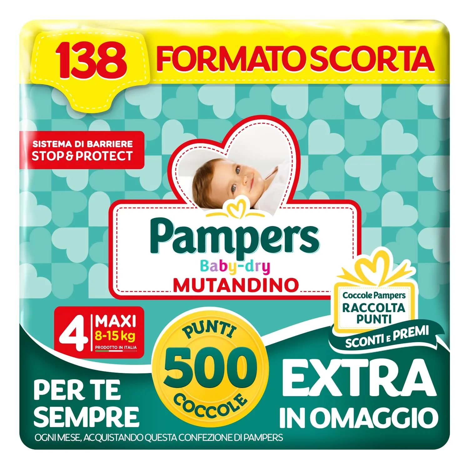 Pampers Baby Dry Mutandino Maxi, Taglia 4 (8-15 kg), 138 Pannolini - immagine 1