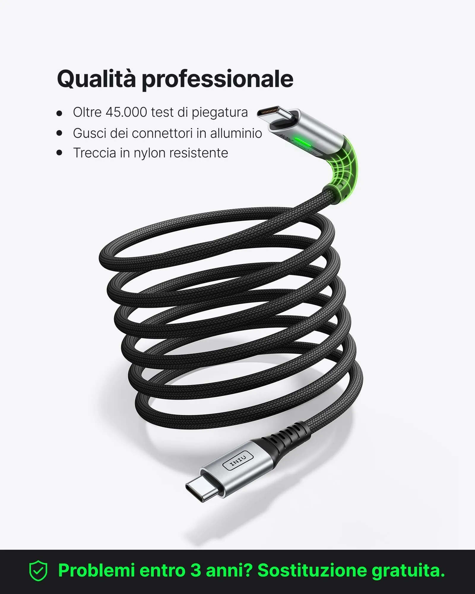 INIU Cavo USB-C a USB-C 240W, 1m (2 Pezzi) - immagine 4
