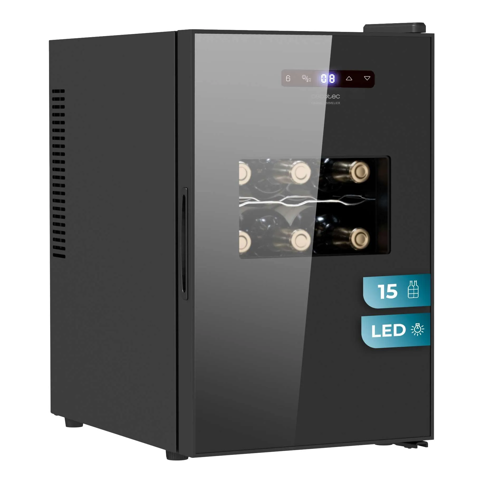 Cecotec Bolero GrandSommelier 1550 CoolCrystal Cantinetta Vino, 15 Bottiglie, Termoelettrica, 5-18ºC - immagine 1
