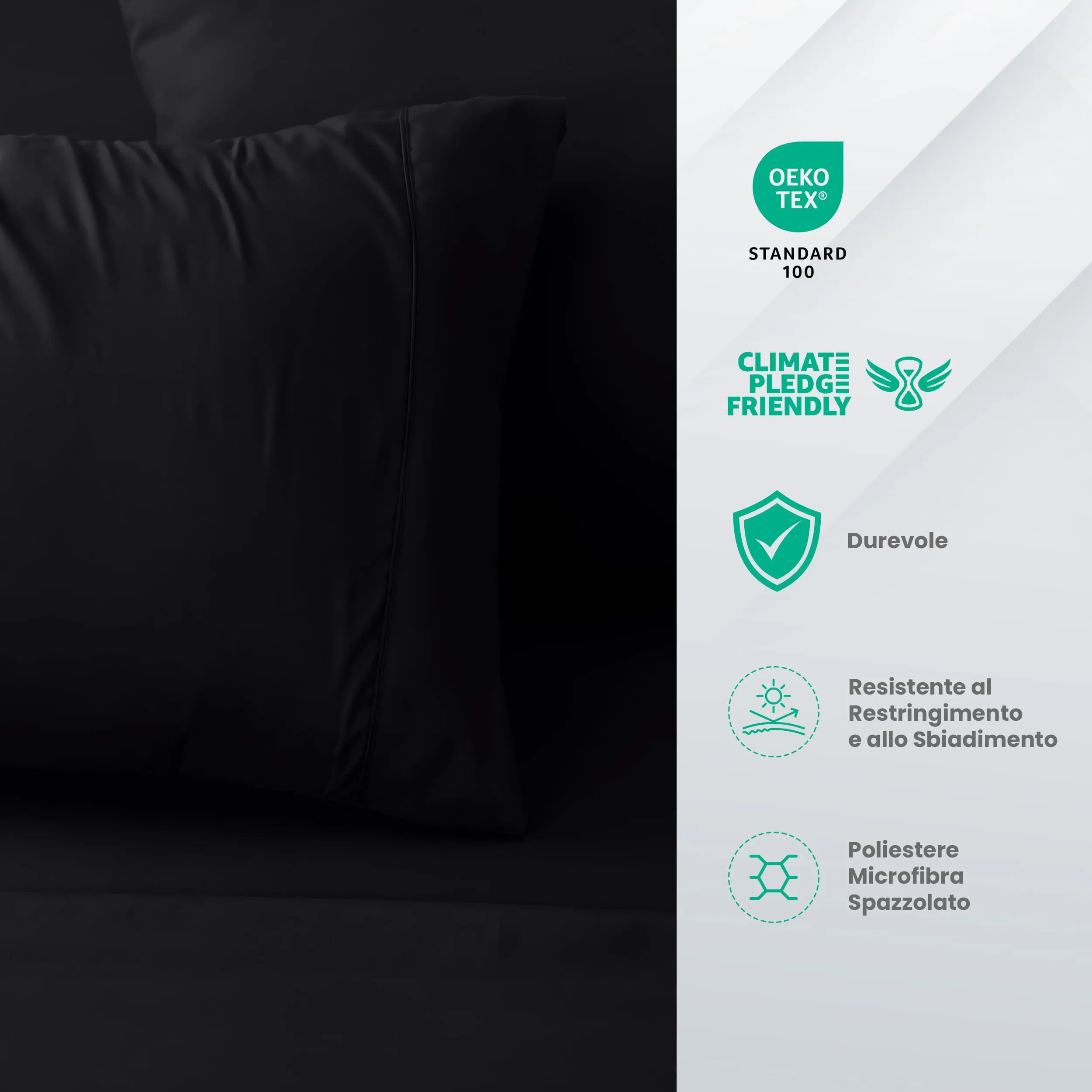 Utopia Bedding Set Lenzuola Letto 4 Pezzi, 120x190cm, Nero - immagine 4
