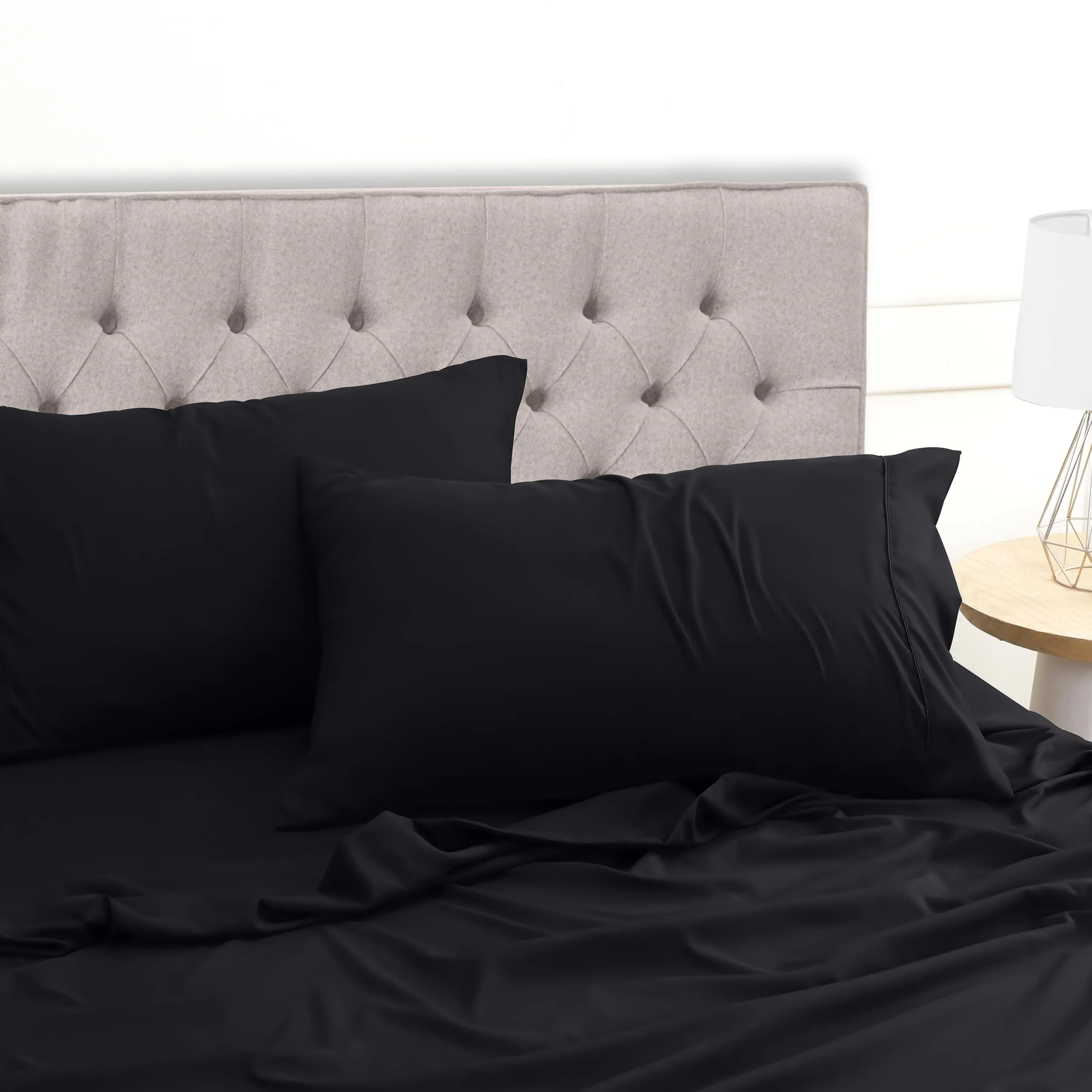 Utopia Bedding Set Lenzuola Letto 4 Pezzi, 120x190cm, Nero - immagine 6