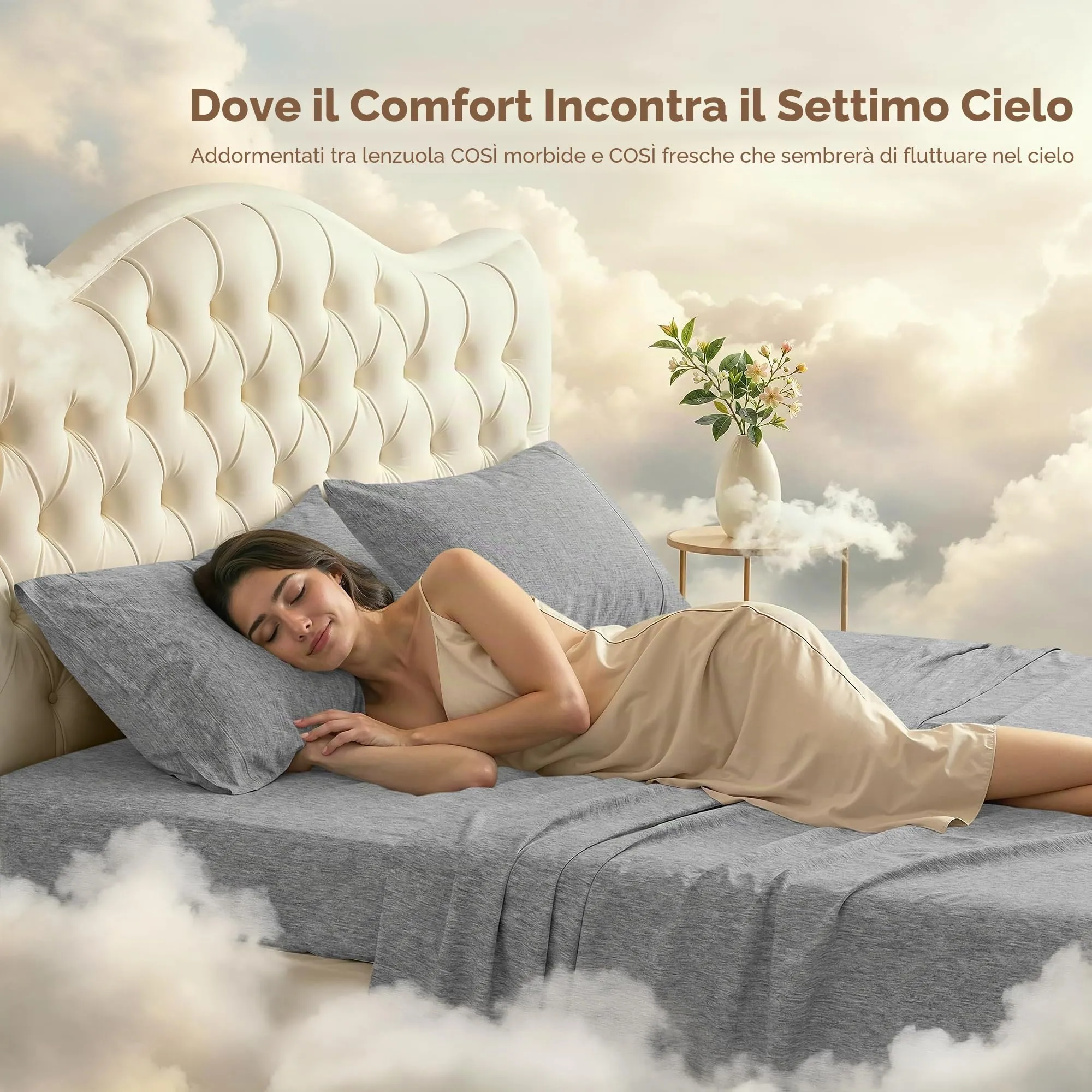 Utopia Bedding Set di lenzuola in microfibra 4 pezzi per letto Queen, Grigio Erica - immagine 4