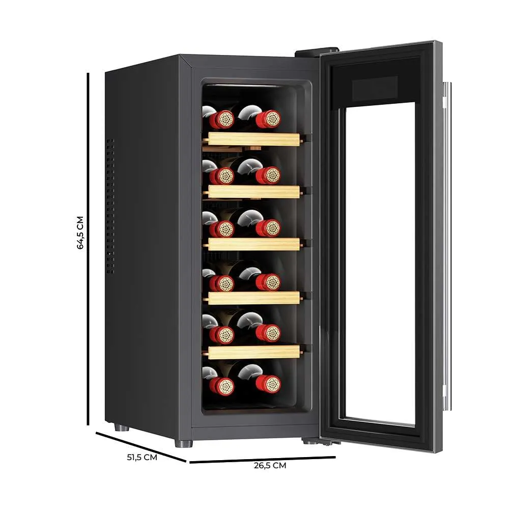 Cecotec Cantinetta Vino Bolero GrandSommelier 1270 CoolWood, 12 Bottiglie, Termoelettrica, 8-18ºC, Pannello Touch, LED Interno - immagine 2