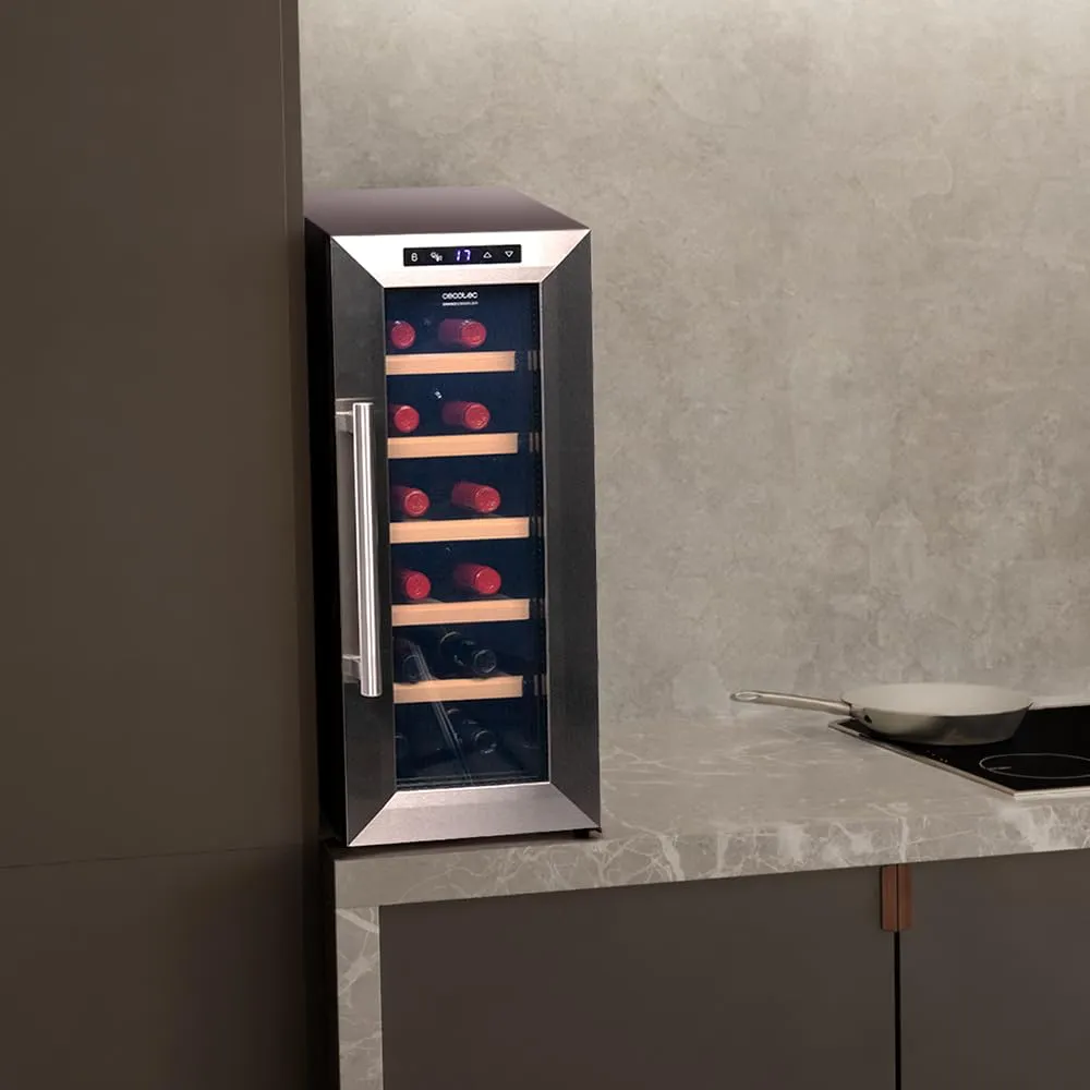 Cecotec Cantinetta Vino Bolero GrandSommelier 1270 CoolWood, 12 Bottiglie, Termoelettrica, 8-18ºC, Pannello Touch, LED Interno - immagine 3