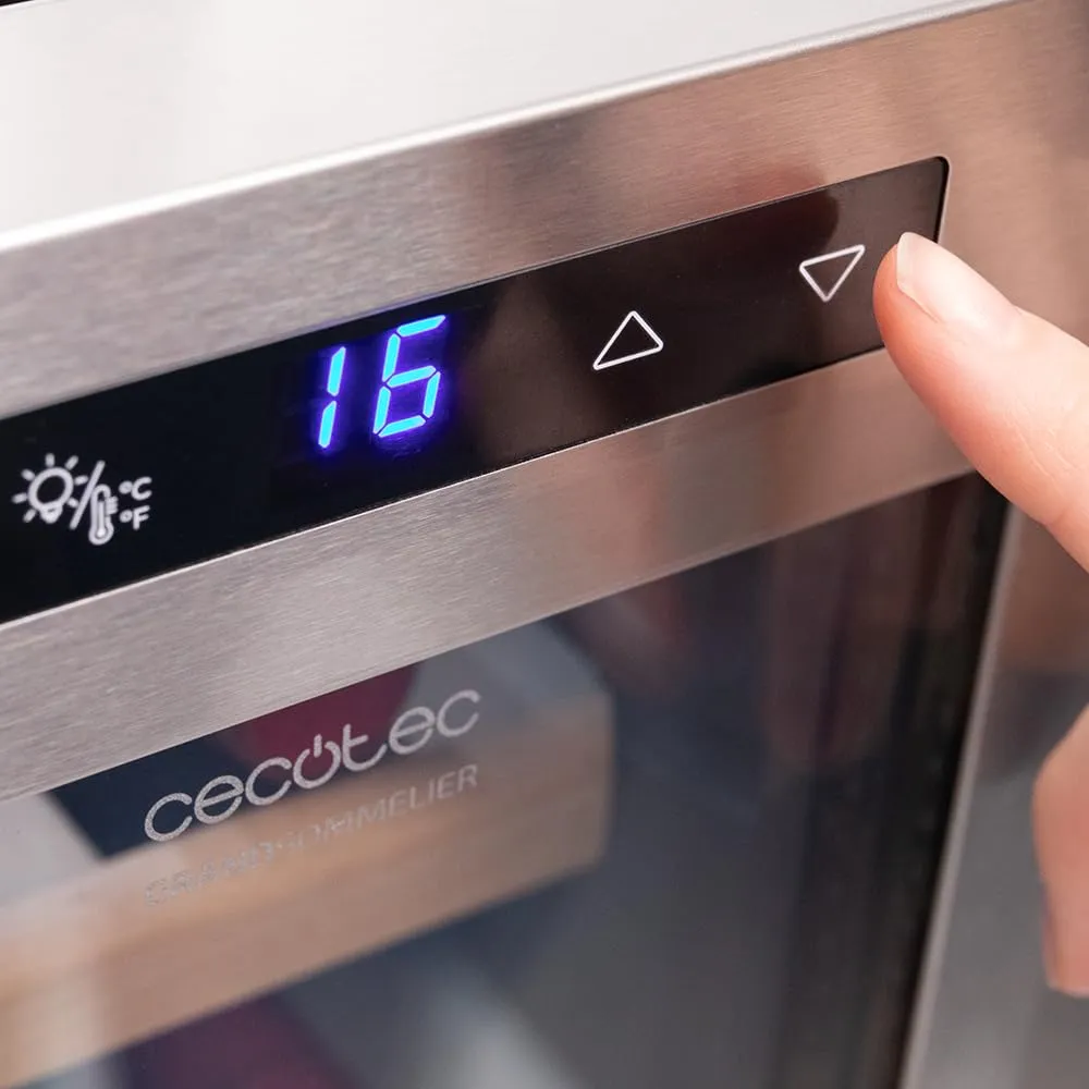 Cecotec Cantinetta Vino Bolero GrandSommelier 1270 CoolWood, 12 Bottiglie, Termoelettrica, 8-18ºC, Pannello Touch, LED Interno - immagine 7