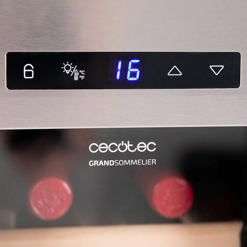 Cecotec Cantinetta Vino Bolero GrandSommelier 1270 CoolWood, 12 Bottiglie, Termoelettrica, 8-18ºC, Pannello Touch, LED Interno - immagine 8
