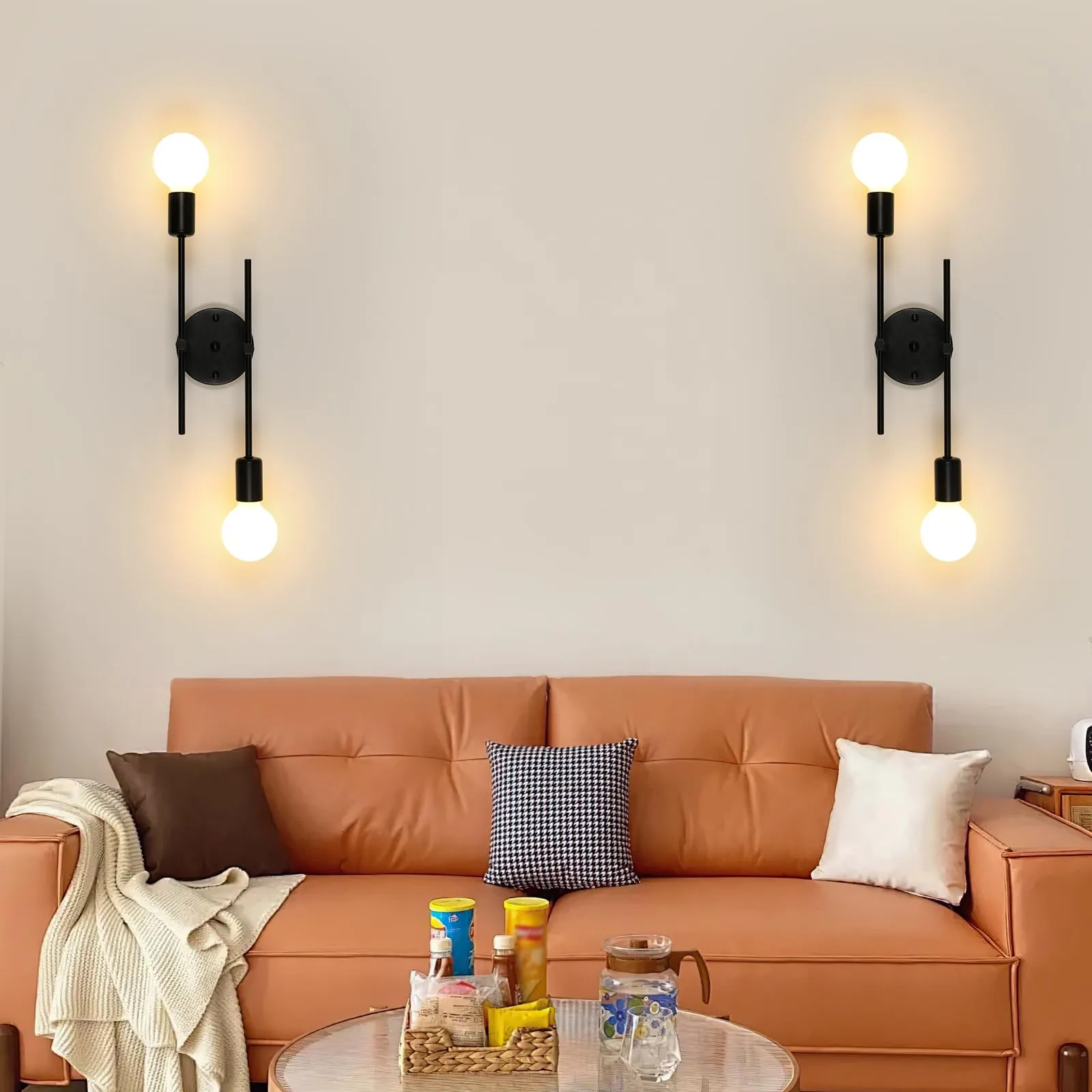 Comely Lampadario Soffitto Vintage Sputnik Industriale, Plafoniera E27, Nero, 2 Luci - immagine 3