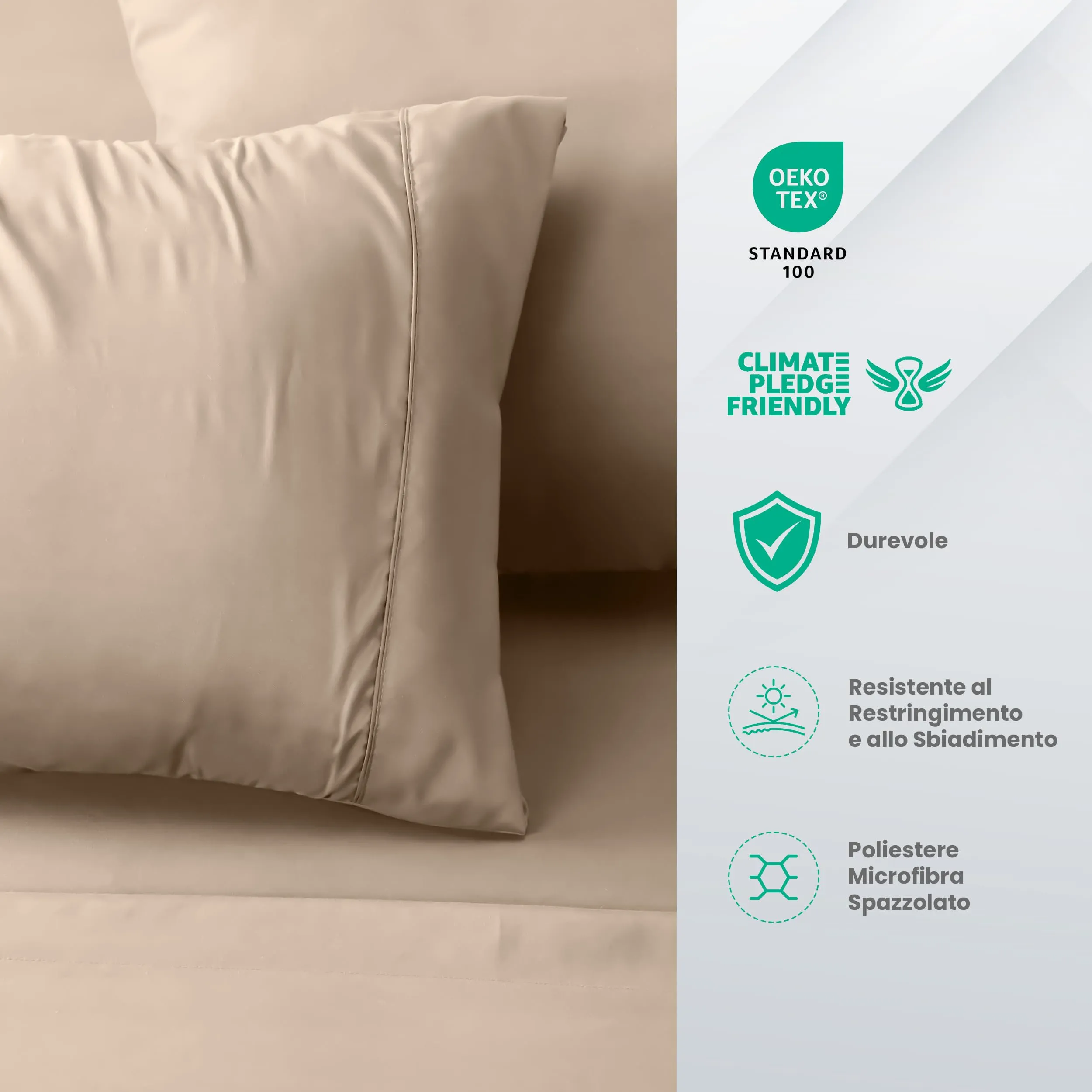 Utopia Bedding Set Lenzuola Letto 4 Pezzi, 120x190cm, Beige - immagine 4