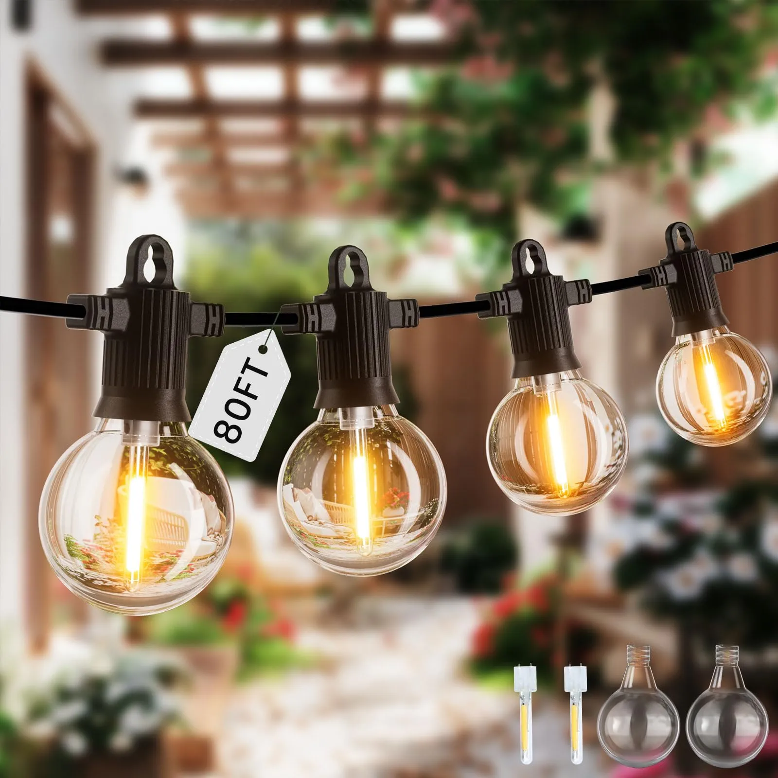 ZOTOYI Catena Luminose Esterno LED G40, 24M con 32 Lampadine - immagine 1