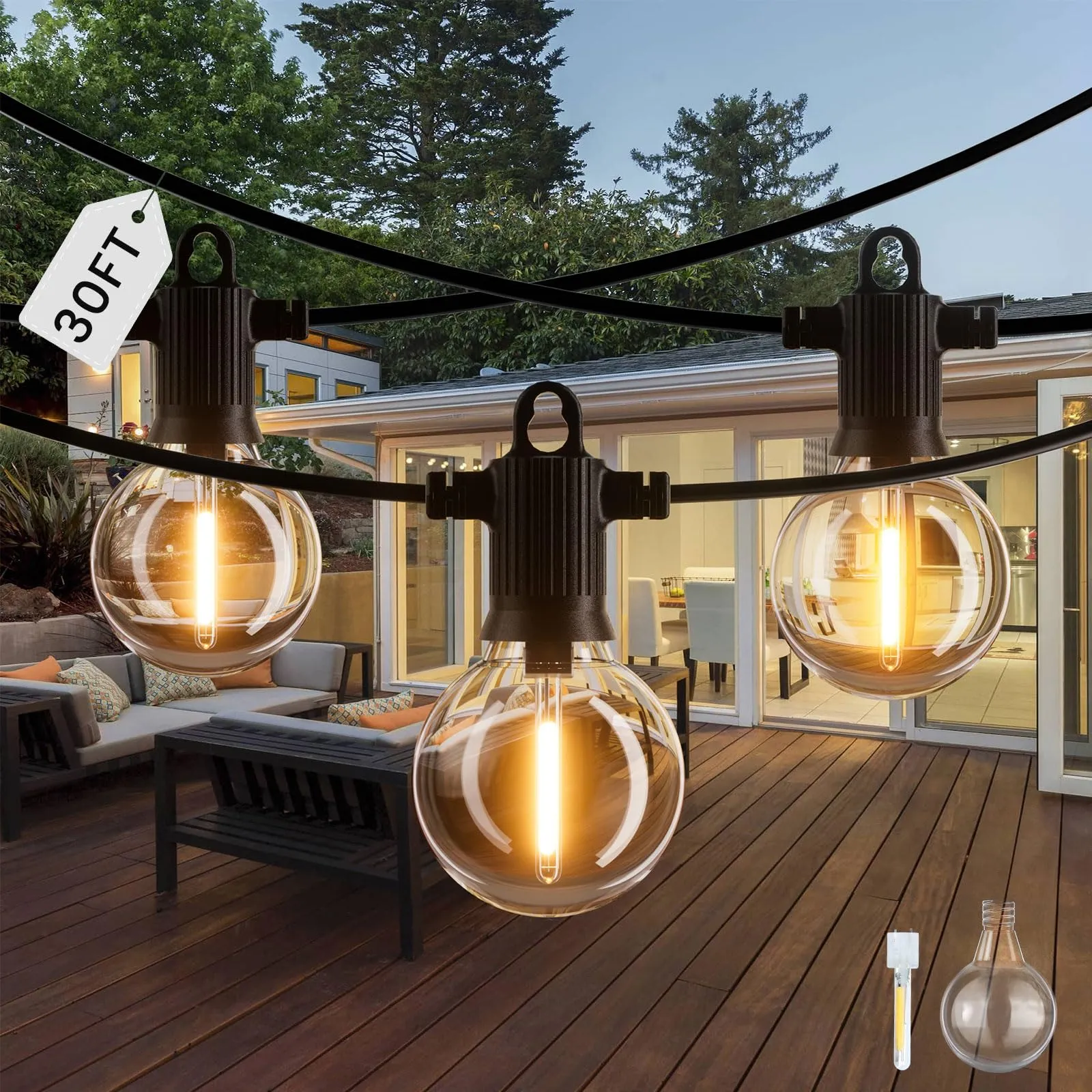 ZOTOYI Catena Luminose Esterno LED G40, 9M/30FT con 10+1 Lampadine - immagine 1