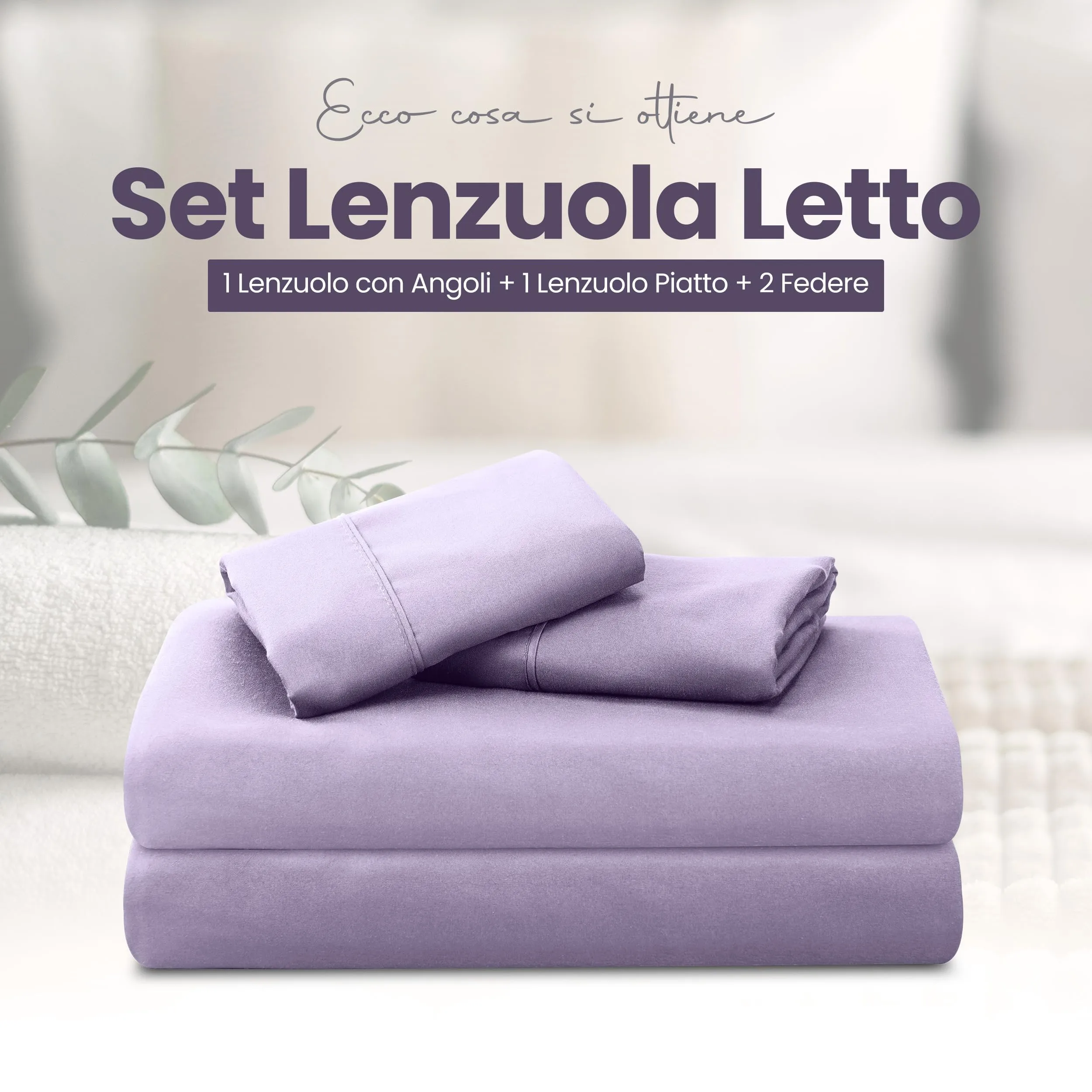 Utopia Bedding Set Lenzuola Letto 4 Pezzi, 150x200cm, Lavanda - immagine 3