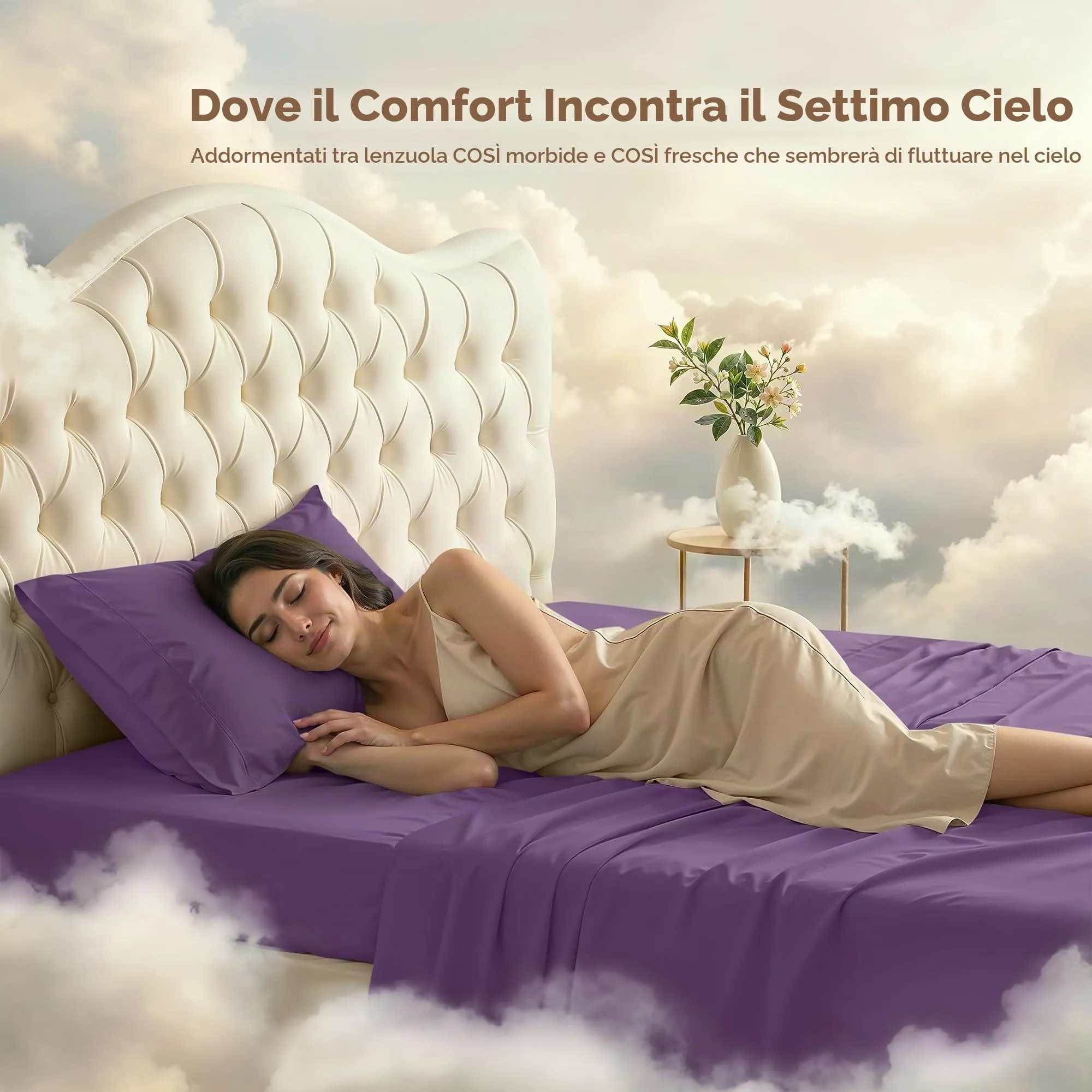 Utopia Bedding Set di lenzuola per letto singolo, 3 pezzi, microfibra spazzolata, color melanzana - immagine 4