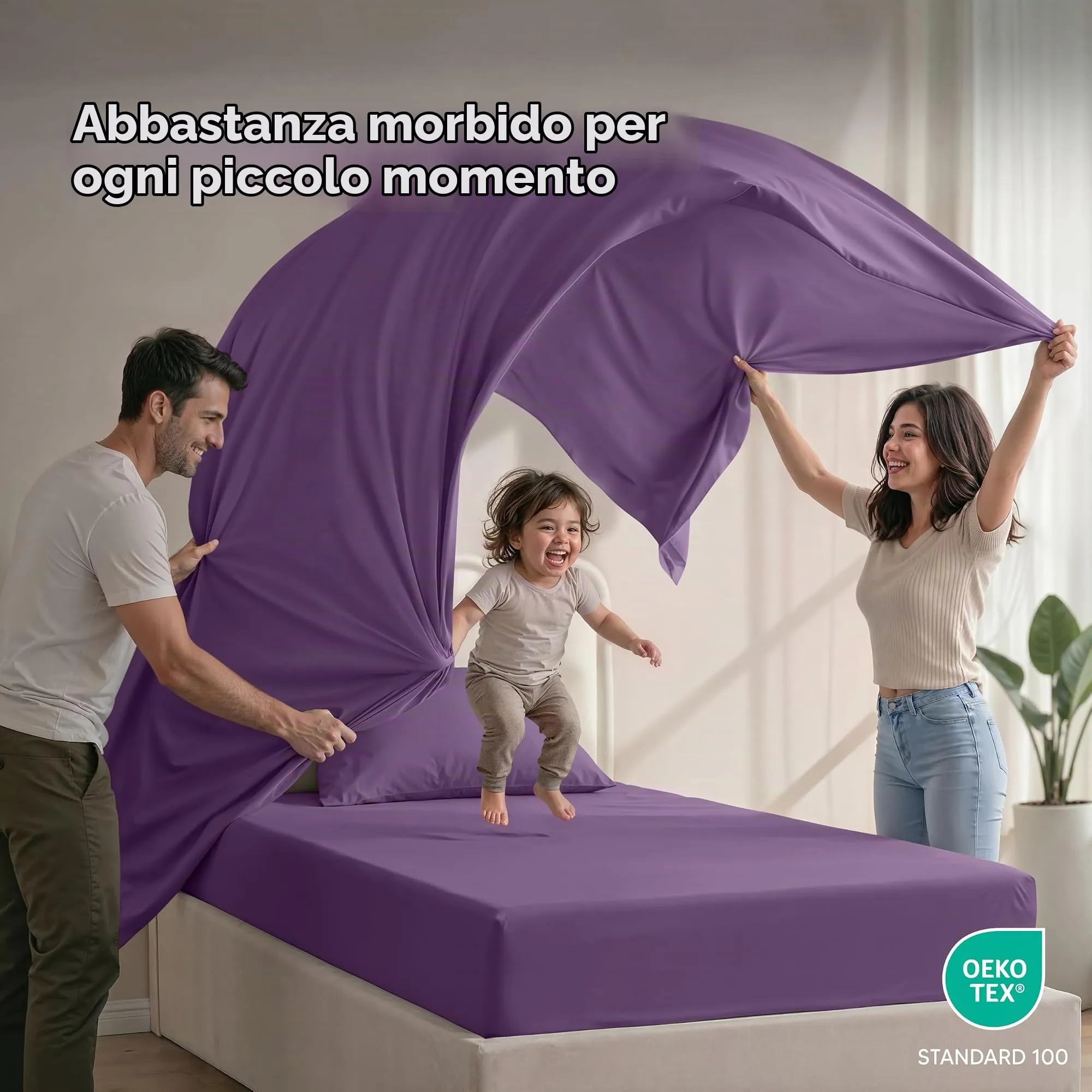 Utopia Bedding Set di lenzuola per letto singolo, 3 pezzi, microfibra spazzolata, color melanzana - immagine 5