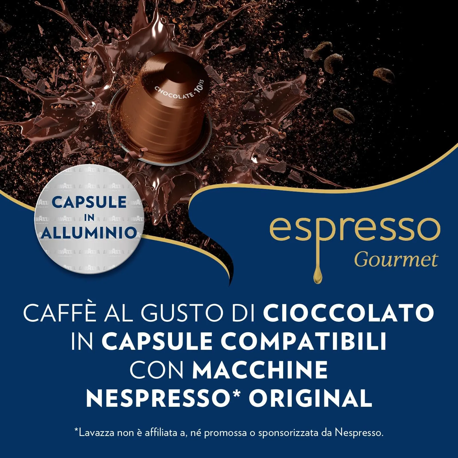 Lavazza Espresso Gourmet Chocolate, 100 Nespresso Compatible Capsules - immagine 2
