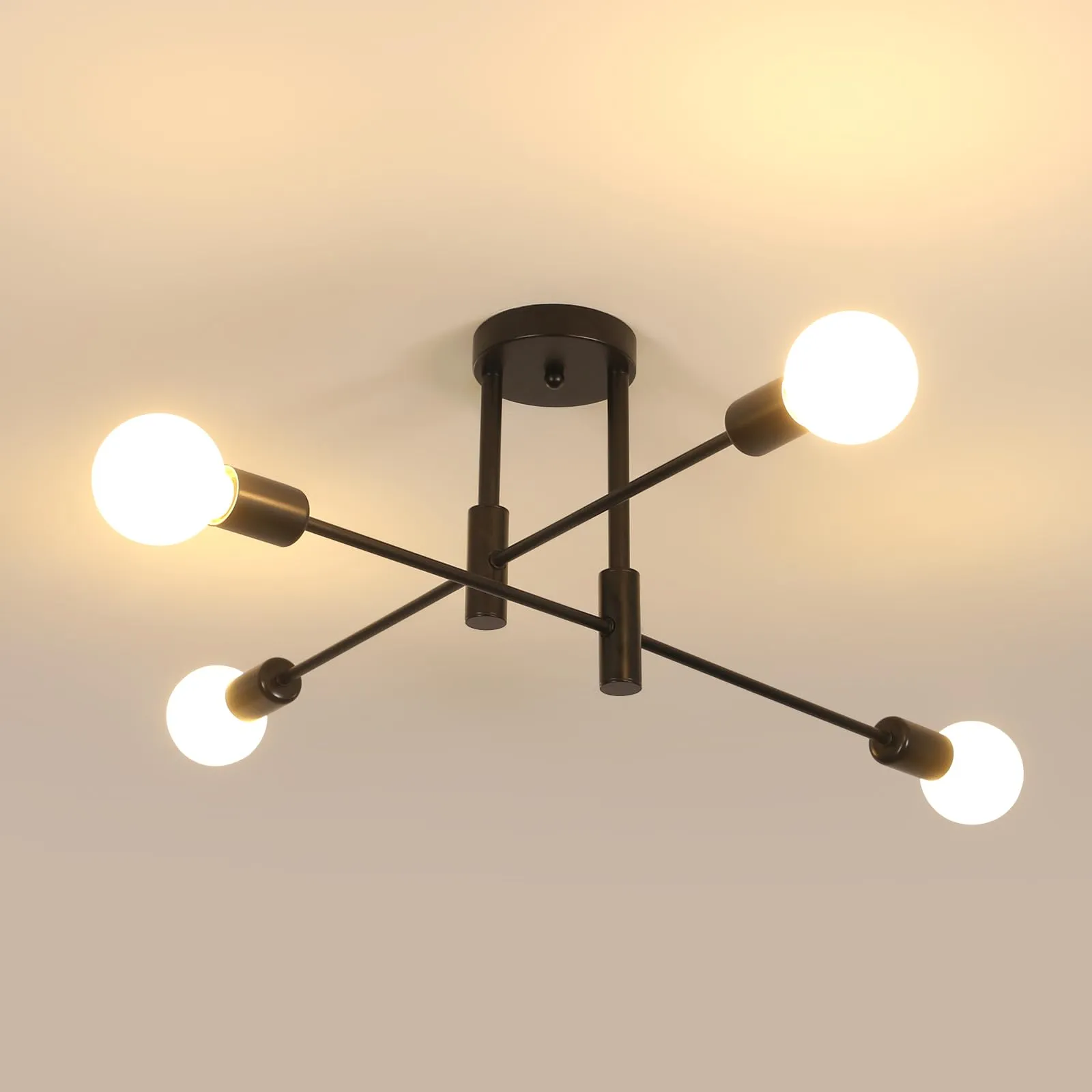Comely Lampadario Industriale Plafoniera Sputnik Vintage a 4 Luci E27 - immagine 1