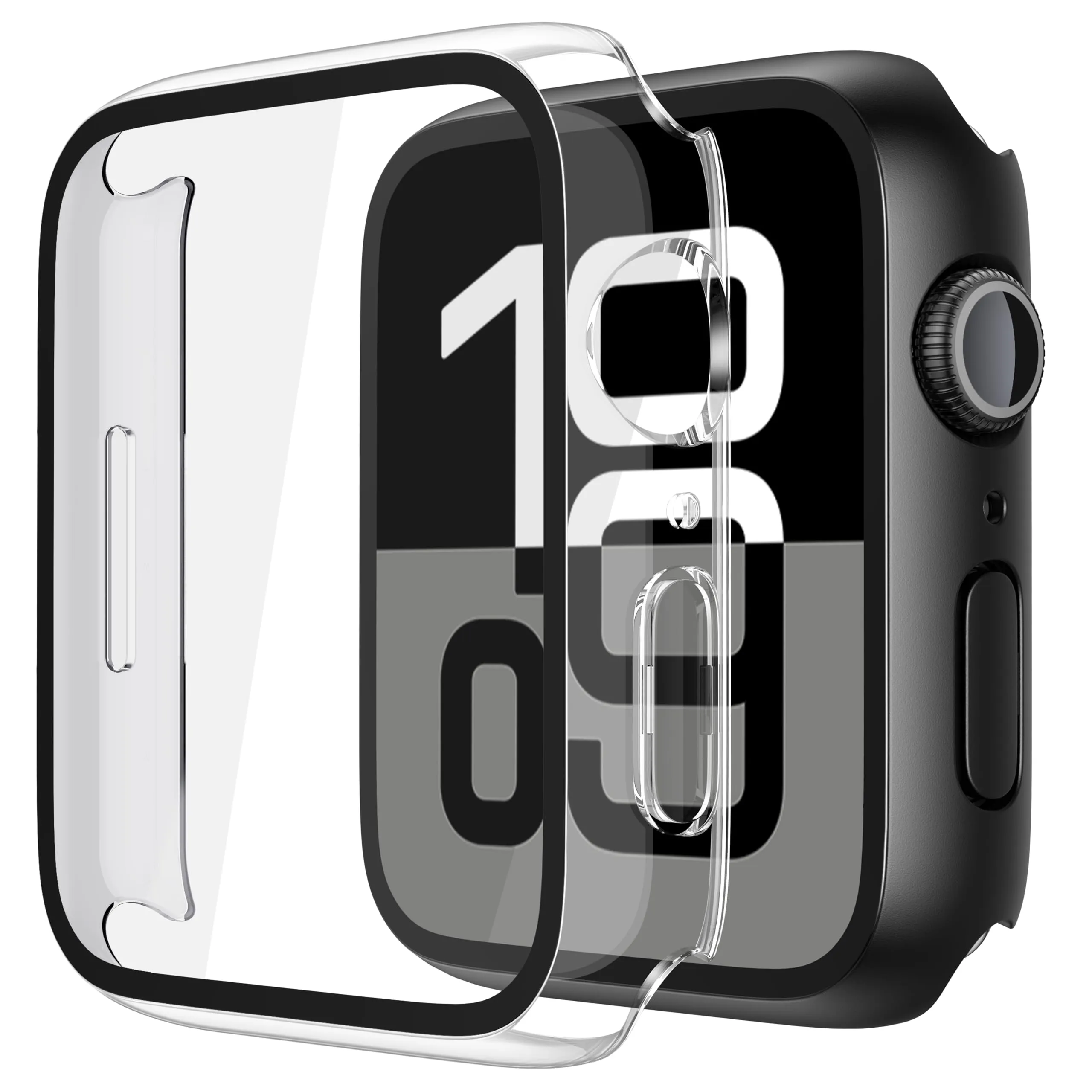 Misxi Cover Protezione con Vetro Temperato per Apple Watch Serie 11/10 42mm, 1 Nero + 1 Trasparente - immagine 1