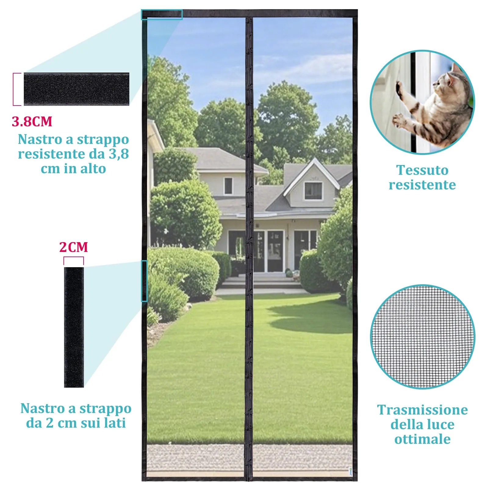 Apalus Prime Zanzariera Magnetica per Porta Balcone 110x220cm, Nero - immagine 2