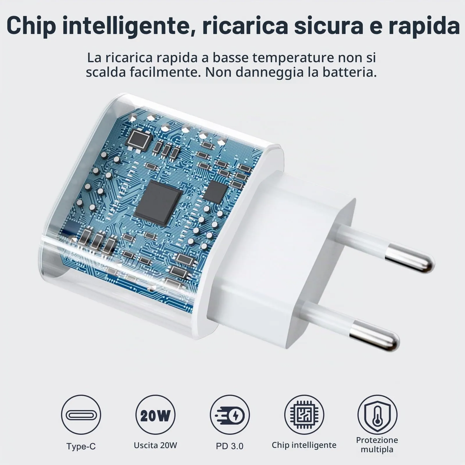 UWECAN Caricatore USB-C 20W Doppio con Cavi Lightning 1M e 2M per iPhone 14/13/12/11/X/8/7 - immagine 3
