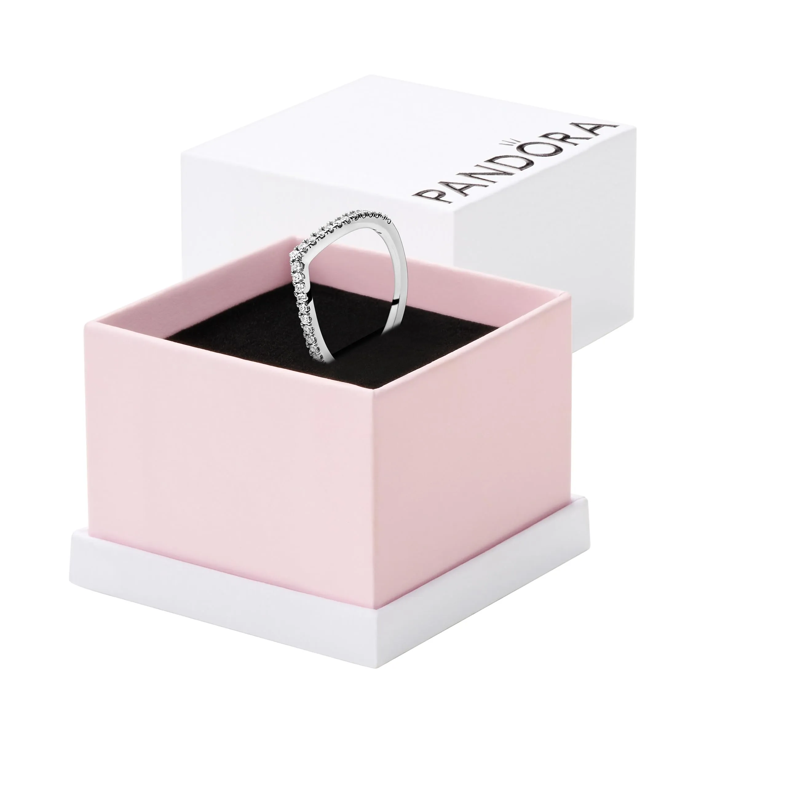 Pandora Anello Wishbone in Argento Sterling con Zirconia Cubica Trasparente, 56 - immagine 1