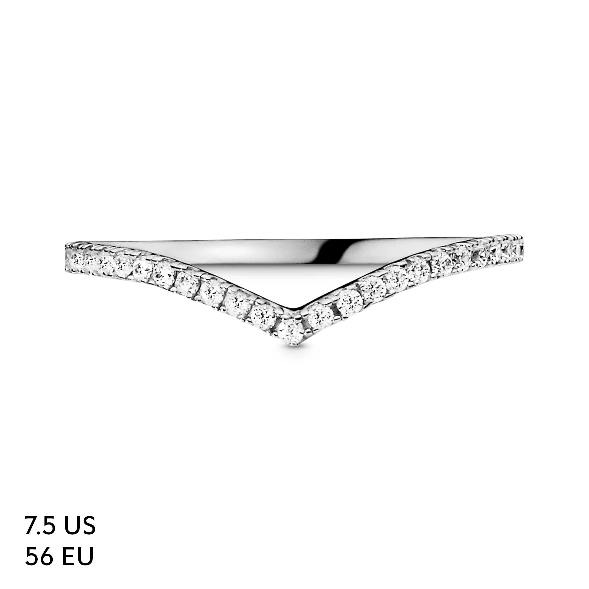Pandora Anello Wishbone in Argento Sterling con Zirconia Cubica Trasparente, 56 - immagine 8