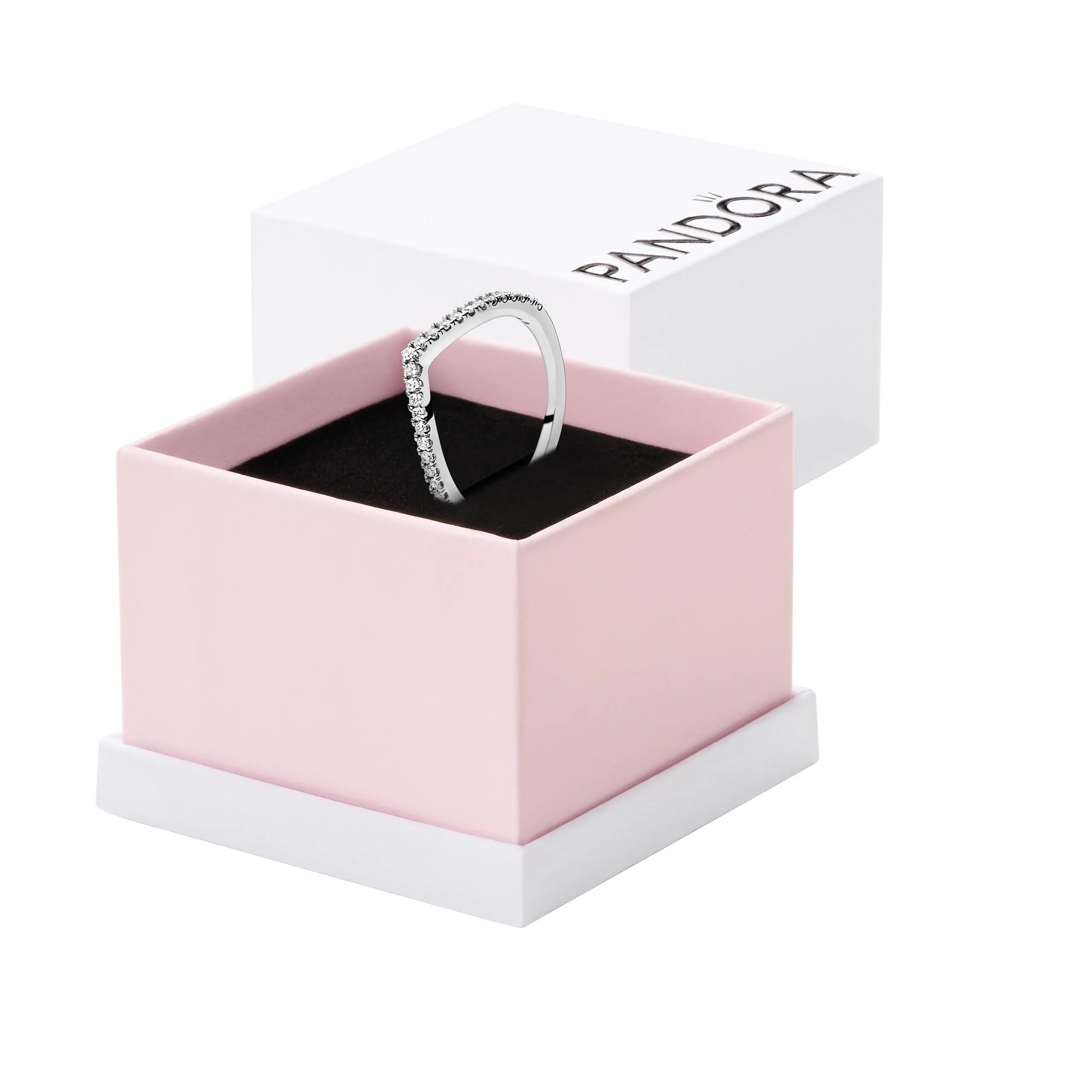 Pandora Anello Wishbone in argento sterling con zirconia cubica trasparente, 58 - immagine 1