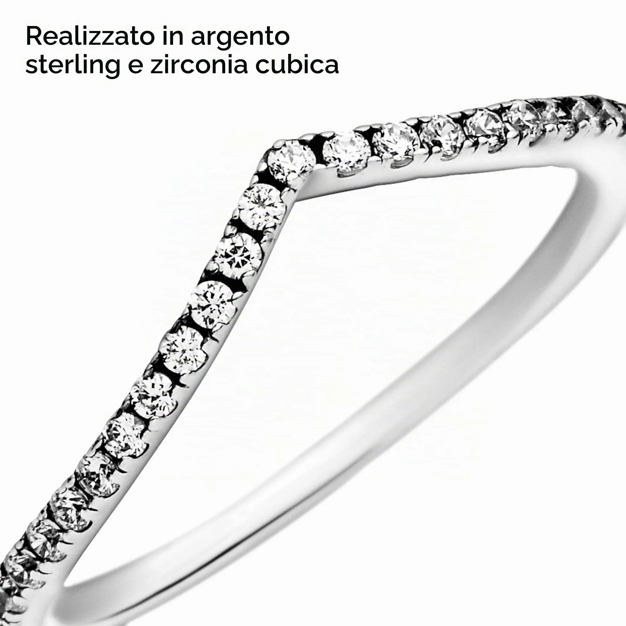 Pandora Anello Wishbone in Argento Sterling con Zirconia Cubica, 48 - immagine 5