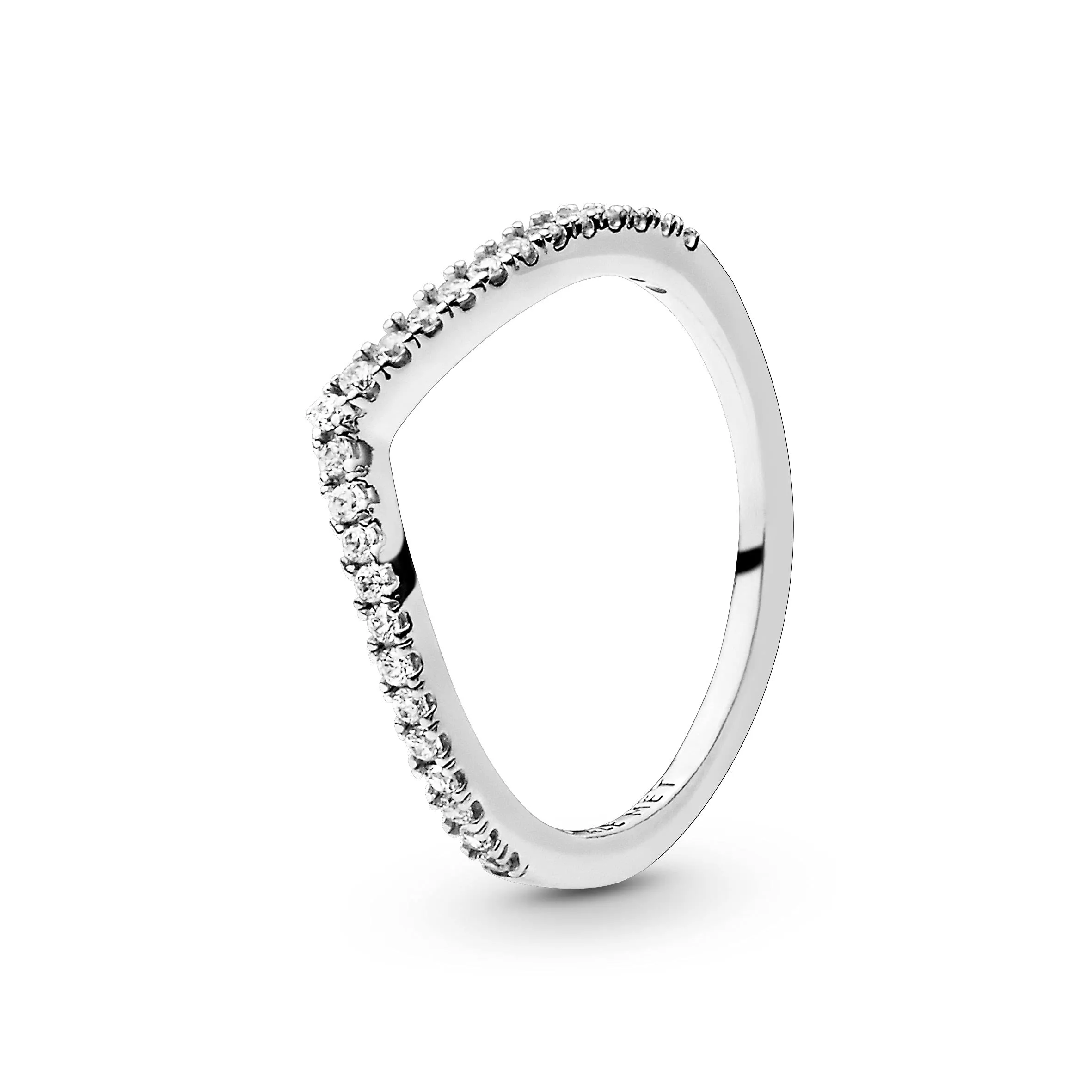 Pandora Anello Wishbone in argento sterling con zirconia cubica trasparente, 54 - immagine 1