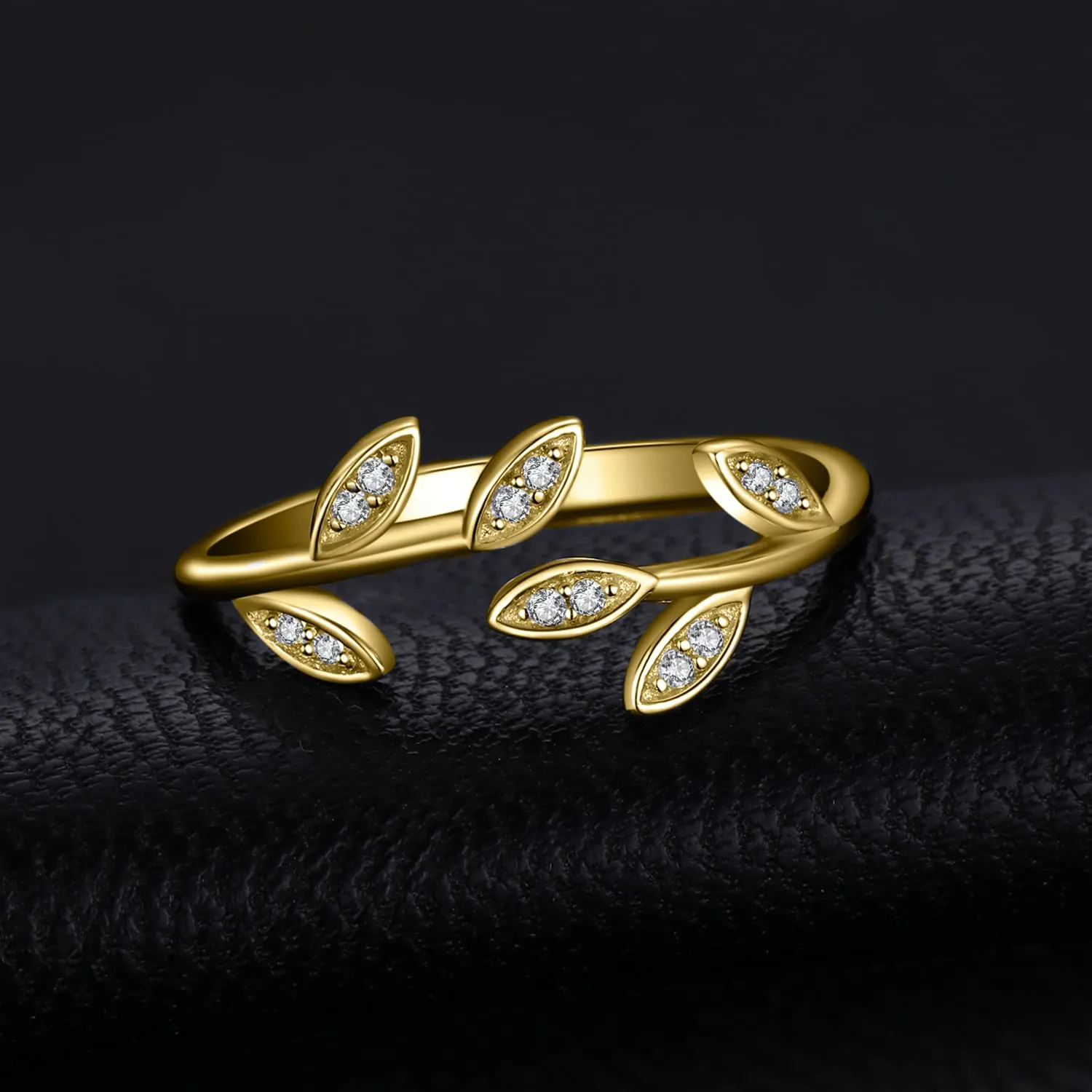 JewelryPalace Anello Donna Argento 925 Foglia di Olivo Regolabile con Zirconi Simulati - immagine 2