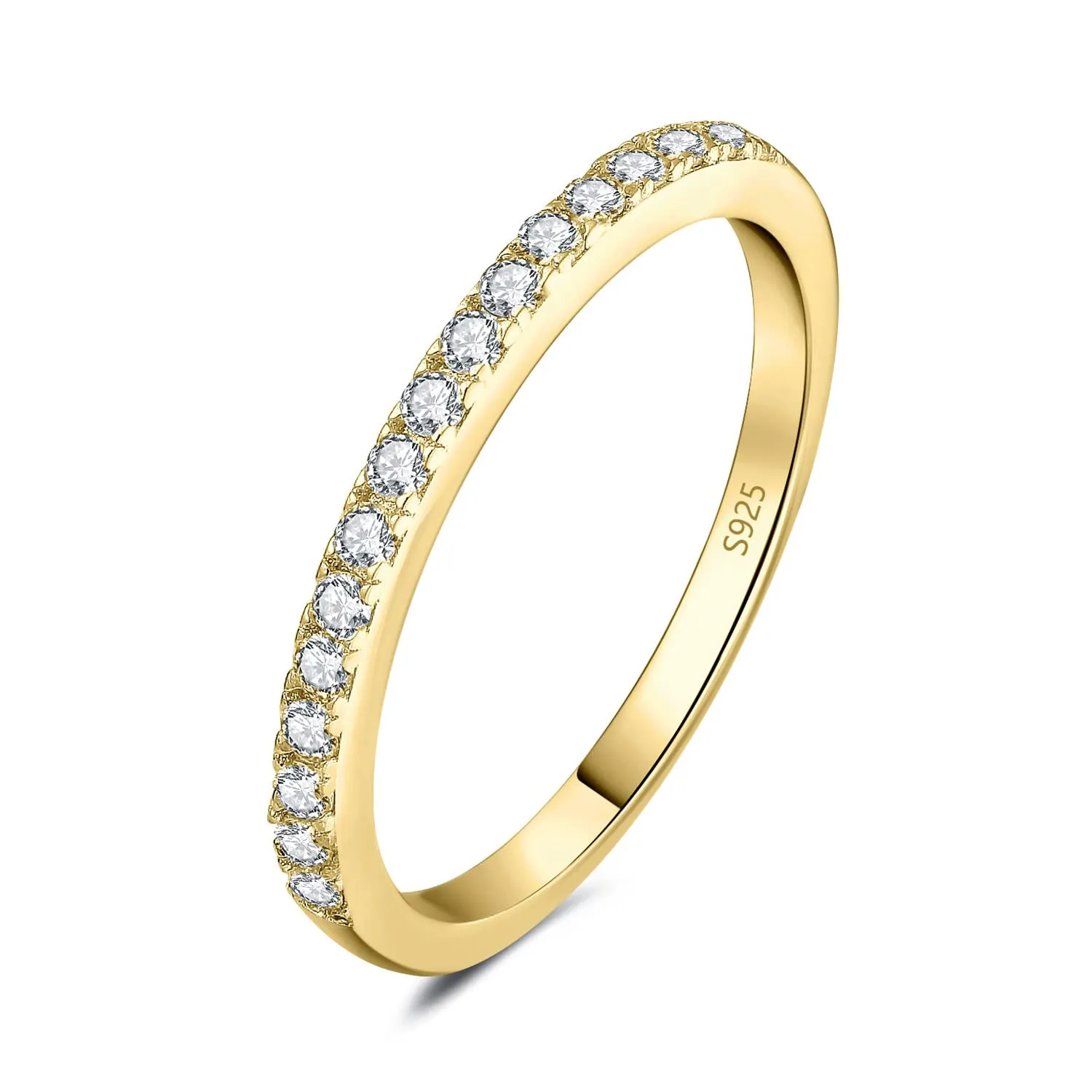 JewelryPalace Anello Half Eternity Donna Argento 925 con Moissanite Taglio Rotondo, Misura 10.5 - immagine 1