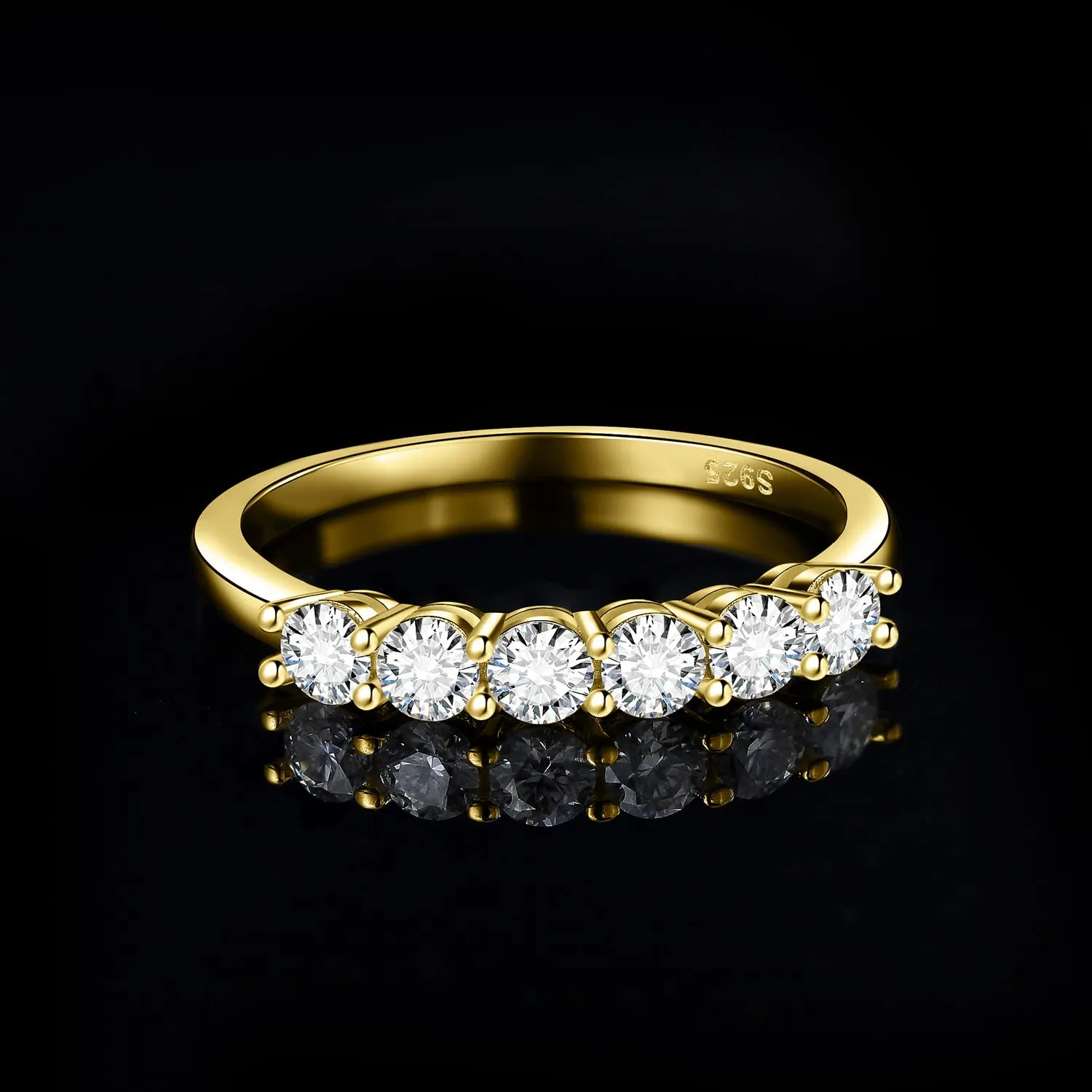 JewelryPalace 0.6ct Half Eternity Ring 925 Sterling Silver Moissanite, Round Cut Wedding Band, Size 8 - immagine 3