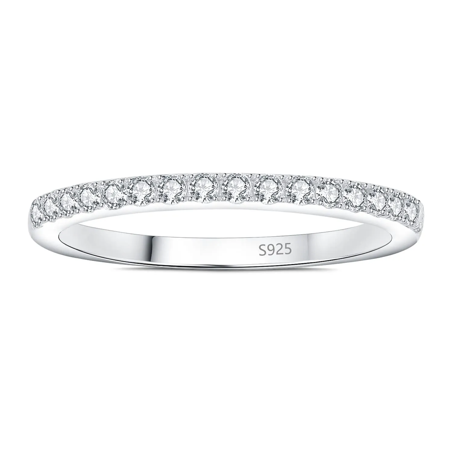 JewelryPalace Anello Half Eternity Donna Argento 925 con Moissanite Taglio Rotondo, Misura 13 - immagine 3