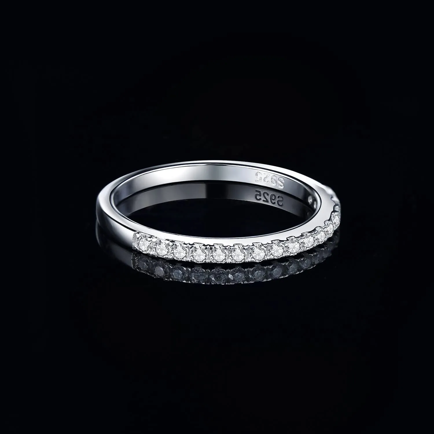 JewelryPalace Anello Half Eternity Donna Argento 925 con Moissanite Taglio Rotondo, Misura 13 - immagine 5