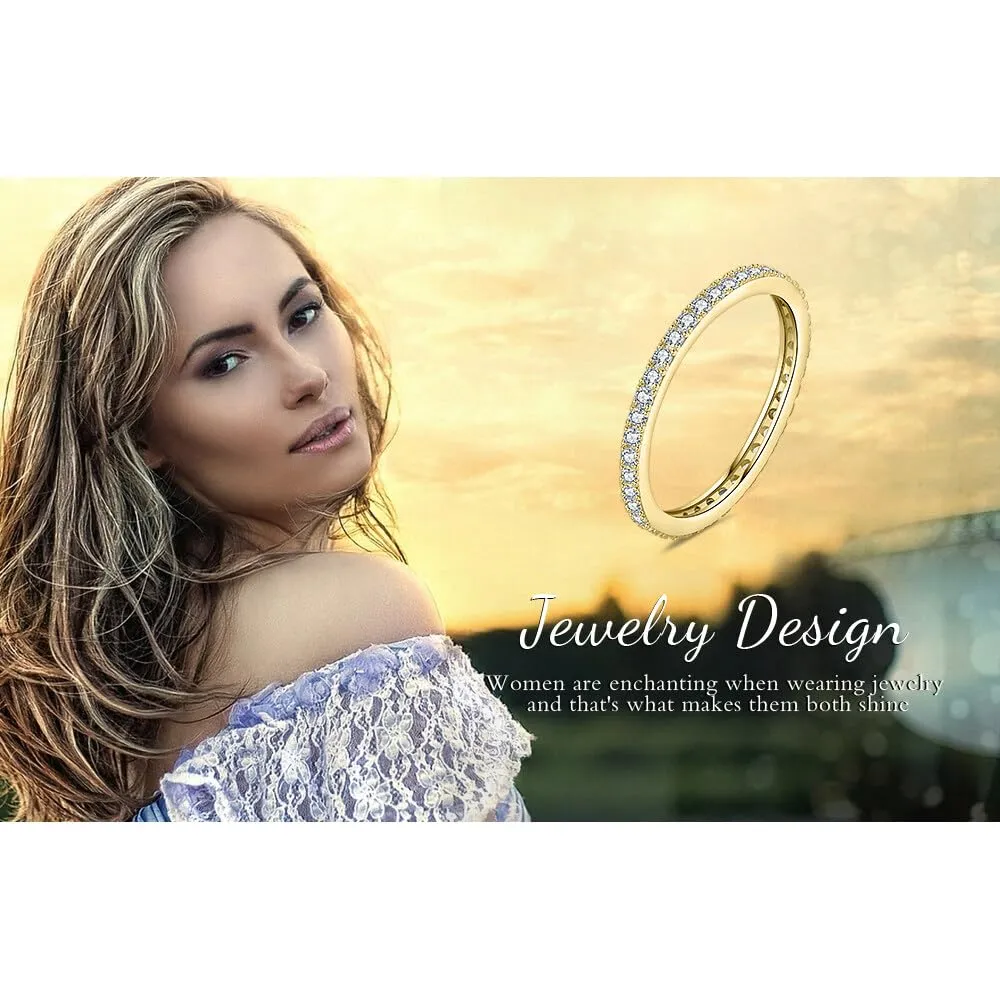 JewelryPalace Anello Eternity Donna in Argento 925 con Moissanite Taglio Rotondo, Taglia 7 - immagine 6