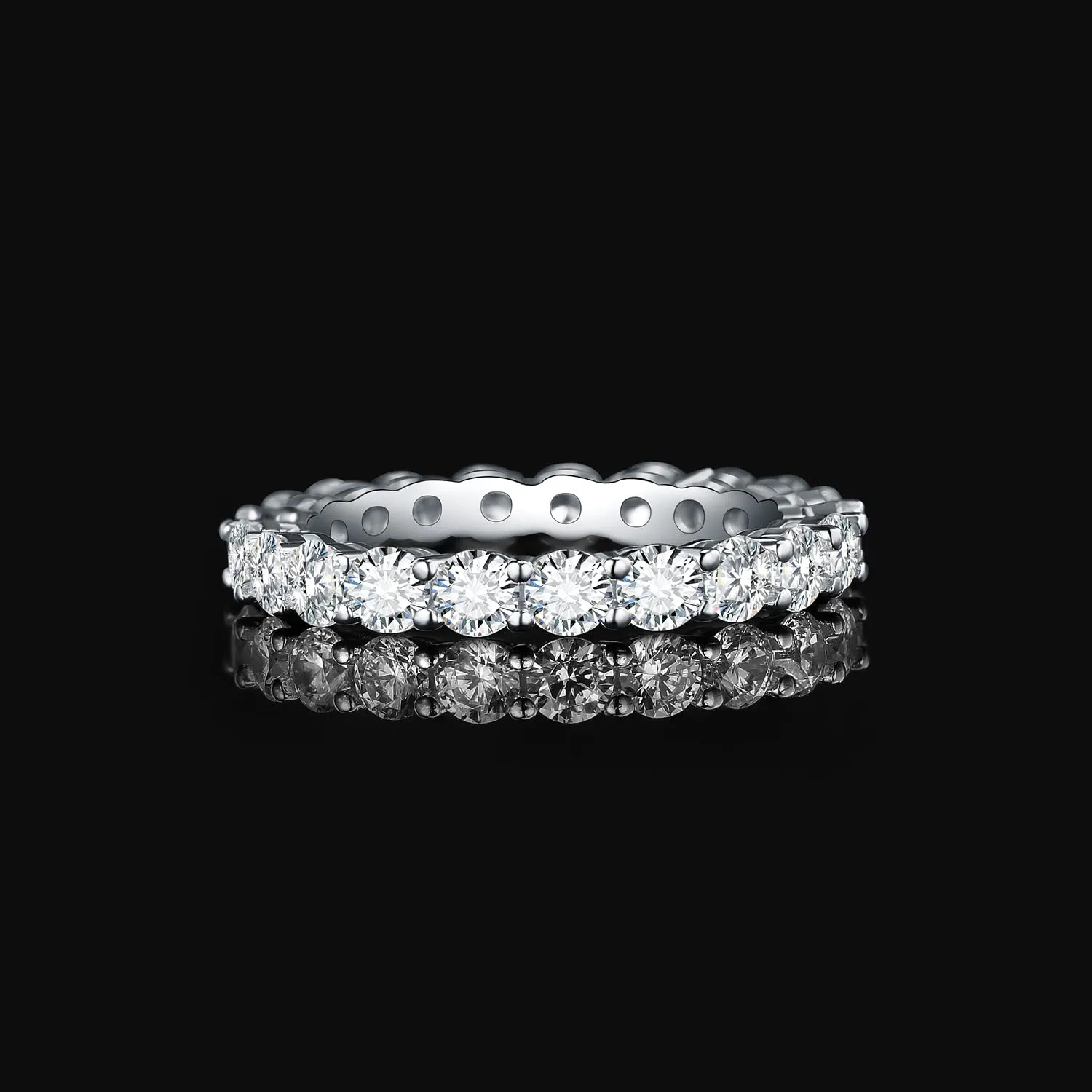 JewelryPalace Anello Eterno Donna in Argento 925 con Moissanite Taglio Rotondo, Taglia 9.5 - immagine 3
