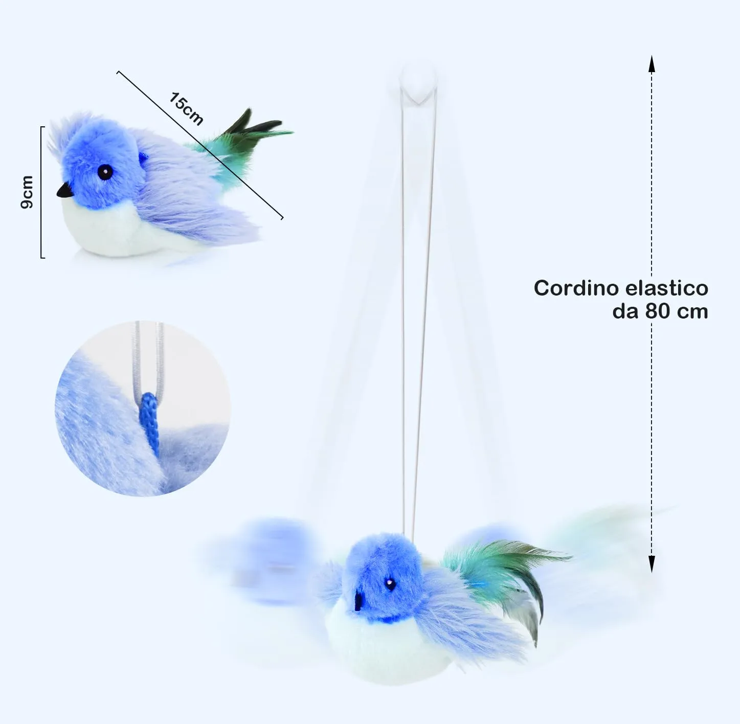 Migipaws Giocattolo Elettrico Interattivo per Gatti a Forma di Uccello con Erba Gatta, Ricaricabile (Blu) - immagine 6