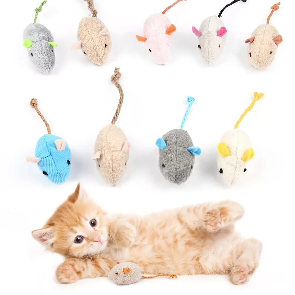 Adiwo Set di 9 Topi di Peluche con Erba Gatta per Gatti - immagine 1