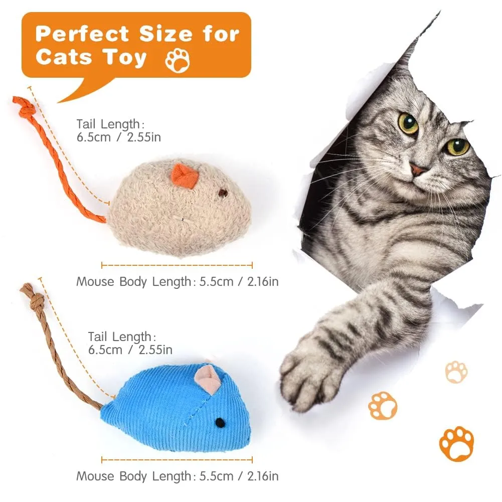 Adiwo Set di 9 Topi di Peluche con Erba Gatta per Gatti - immagine 2